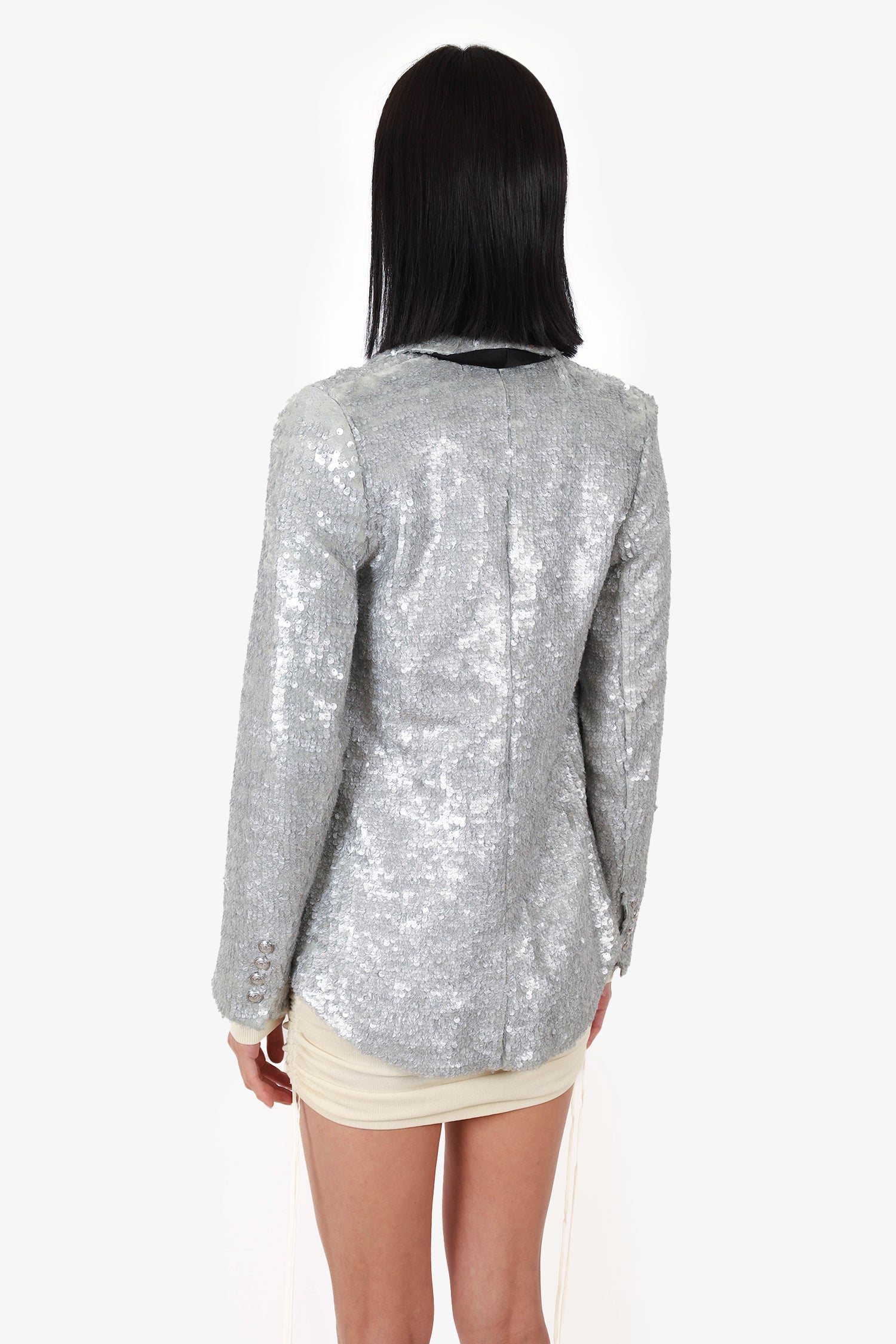 Balmain Silver Sequin Blazer Size 40