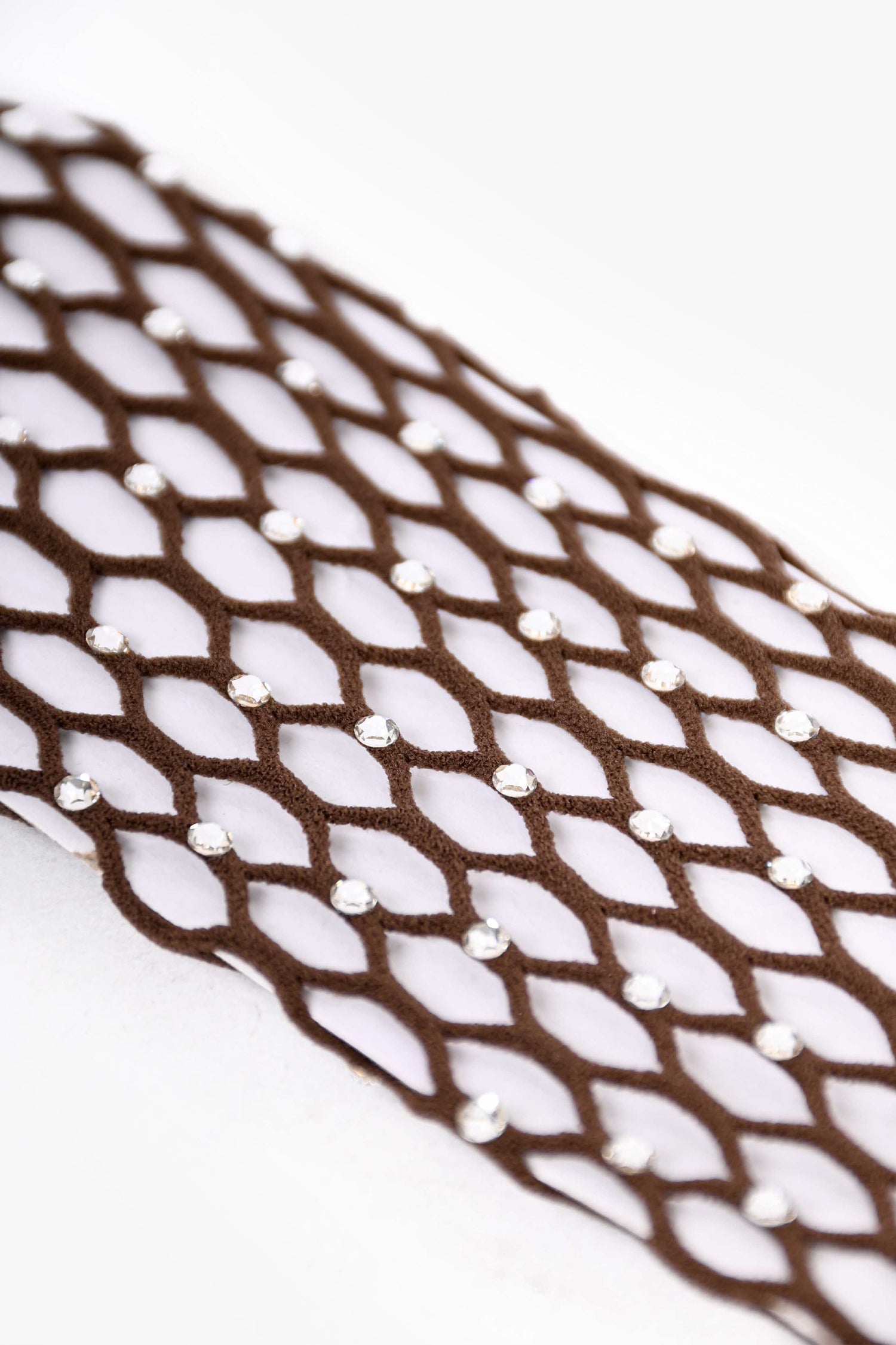Amina Muaddi X Wolford Brown Swarovski Crystal Tights Size S