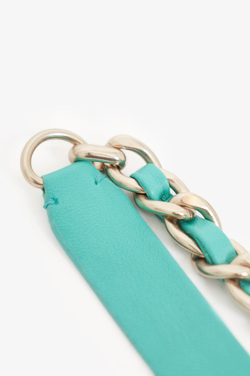 Pre-Loved Chanel™ Blue Leather Bow Chain-Link Belt
