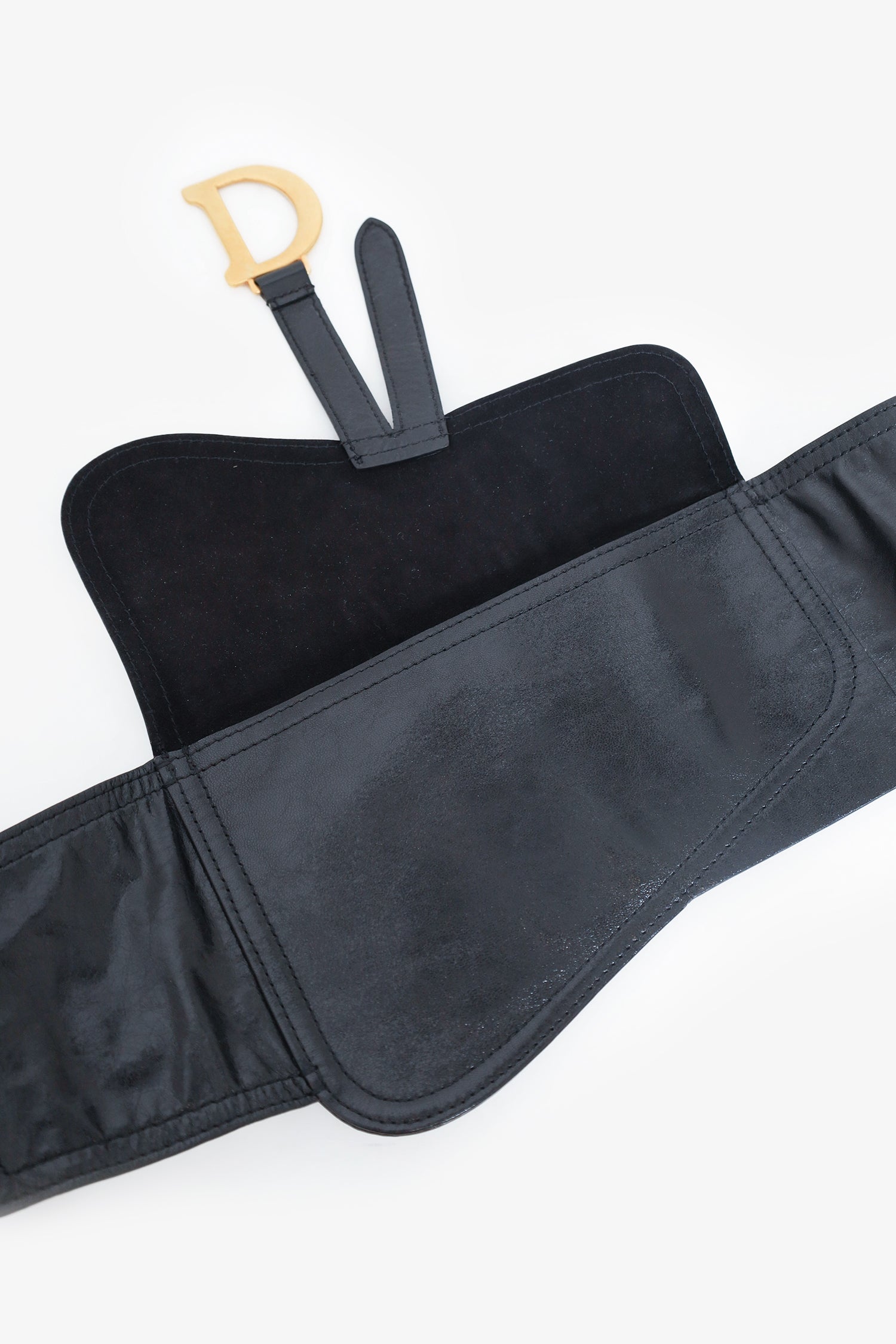 Christian Dior Black Leather Saddle Belt