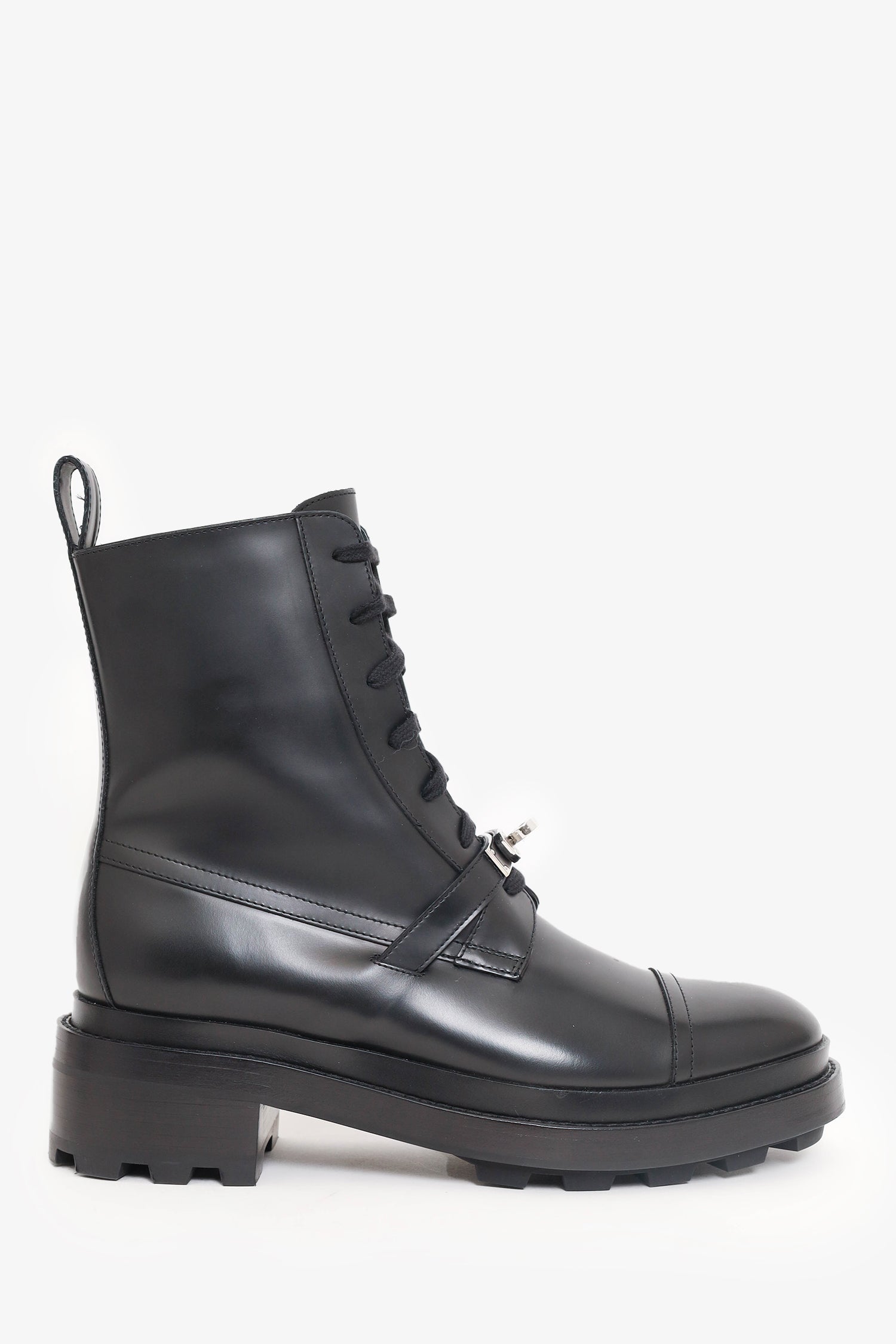 Hermès Black Glossed Calfskin Funk Ankle Boots Size 39
