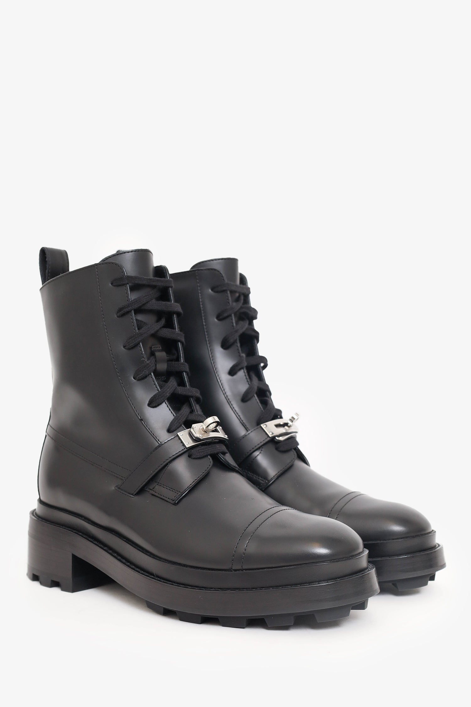 Hermès Black Glossed Calfskin Funk Ankle Boots Size 39