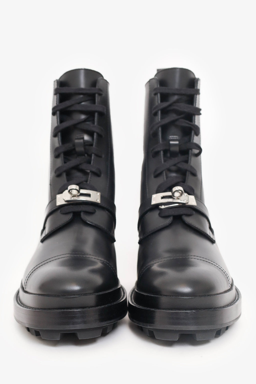 Hermès Black Glossed Calfskin Funk Ankle Boots Size 39