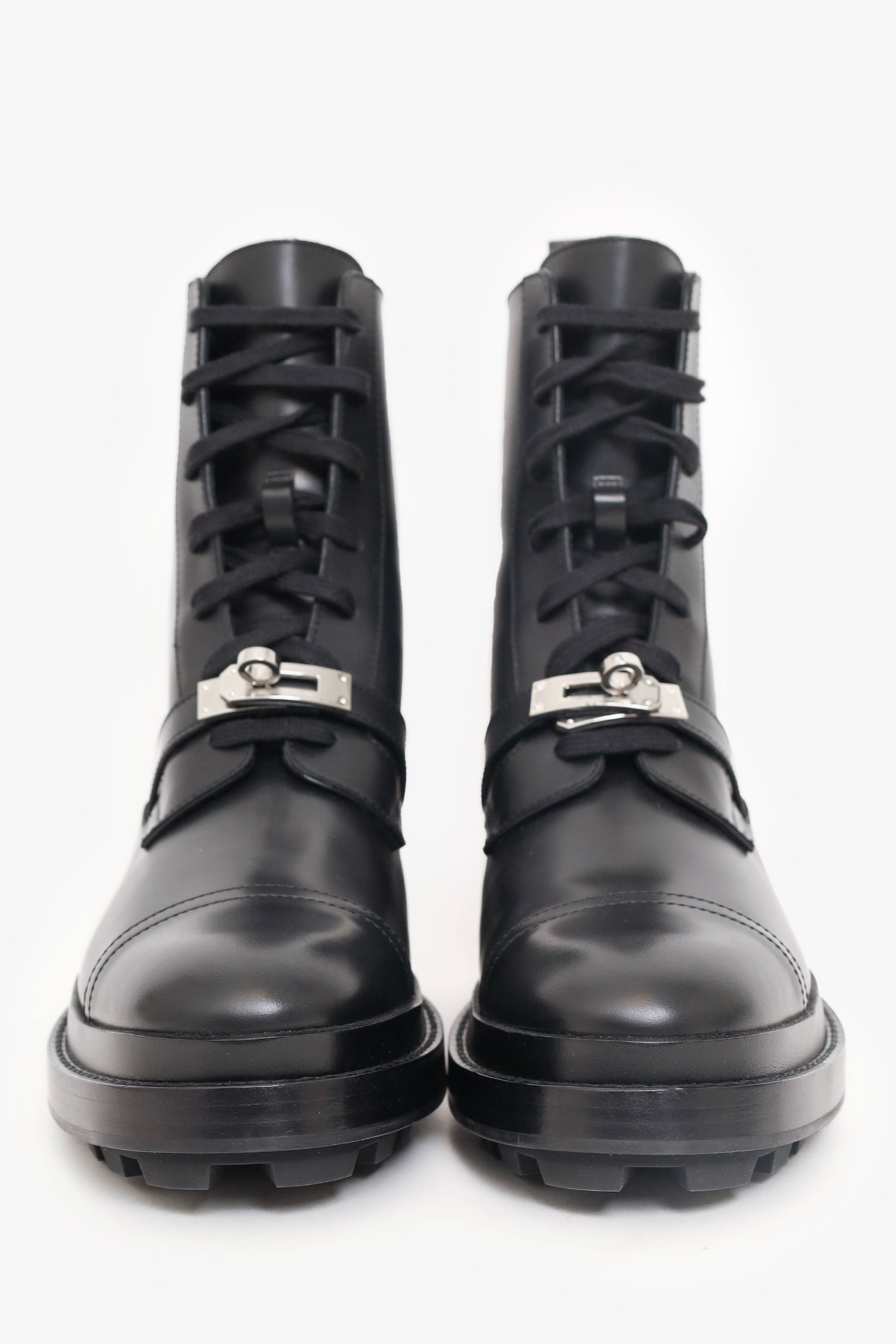 Hermès Black Glossed Calfskin Funk Ankle Boots Size 39
