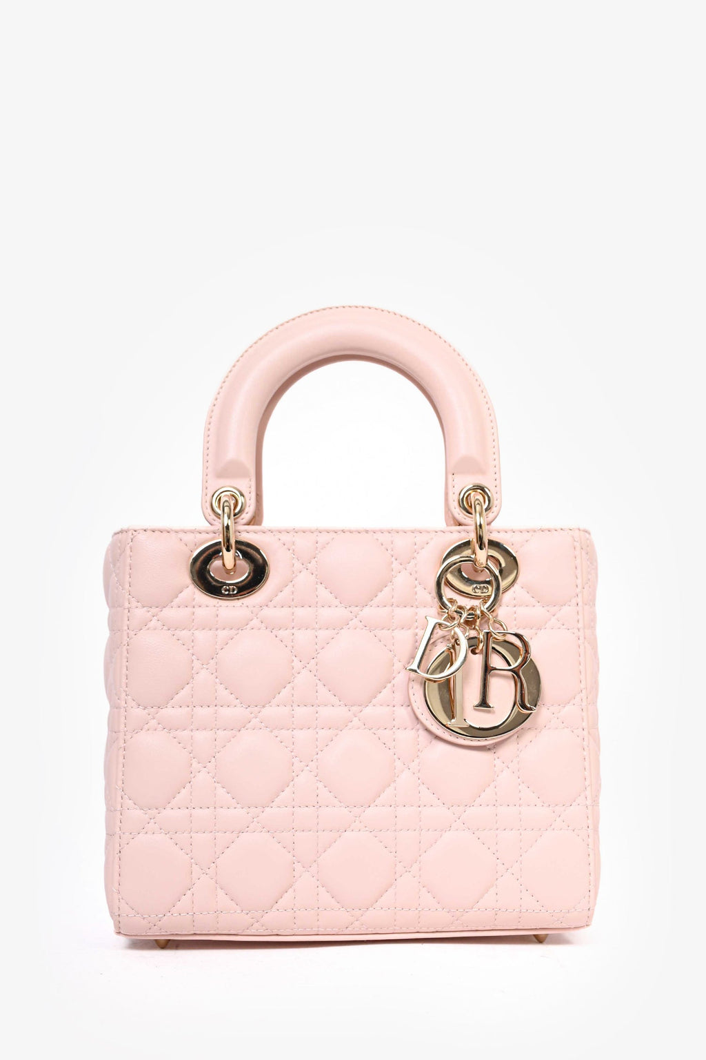 Christian Dior 2022 Pink Cannage Leather ABC Small Lady Dior Top Handle with Strap