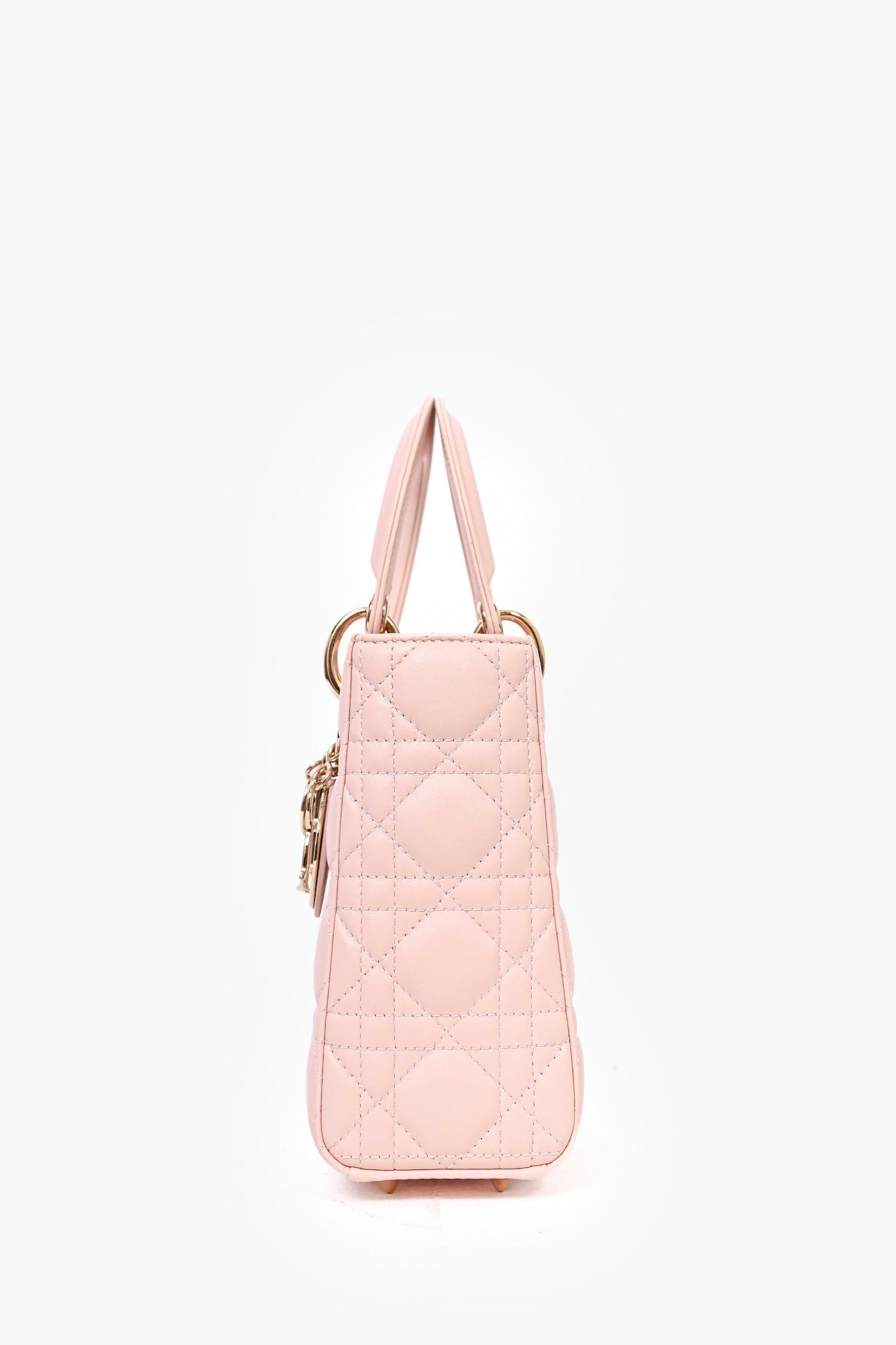 Christian Dior 2022 Pink Cannage Leather ABC Small Lady Dior Top Handle with Strap