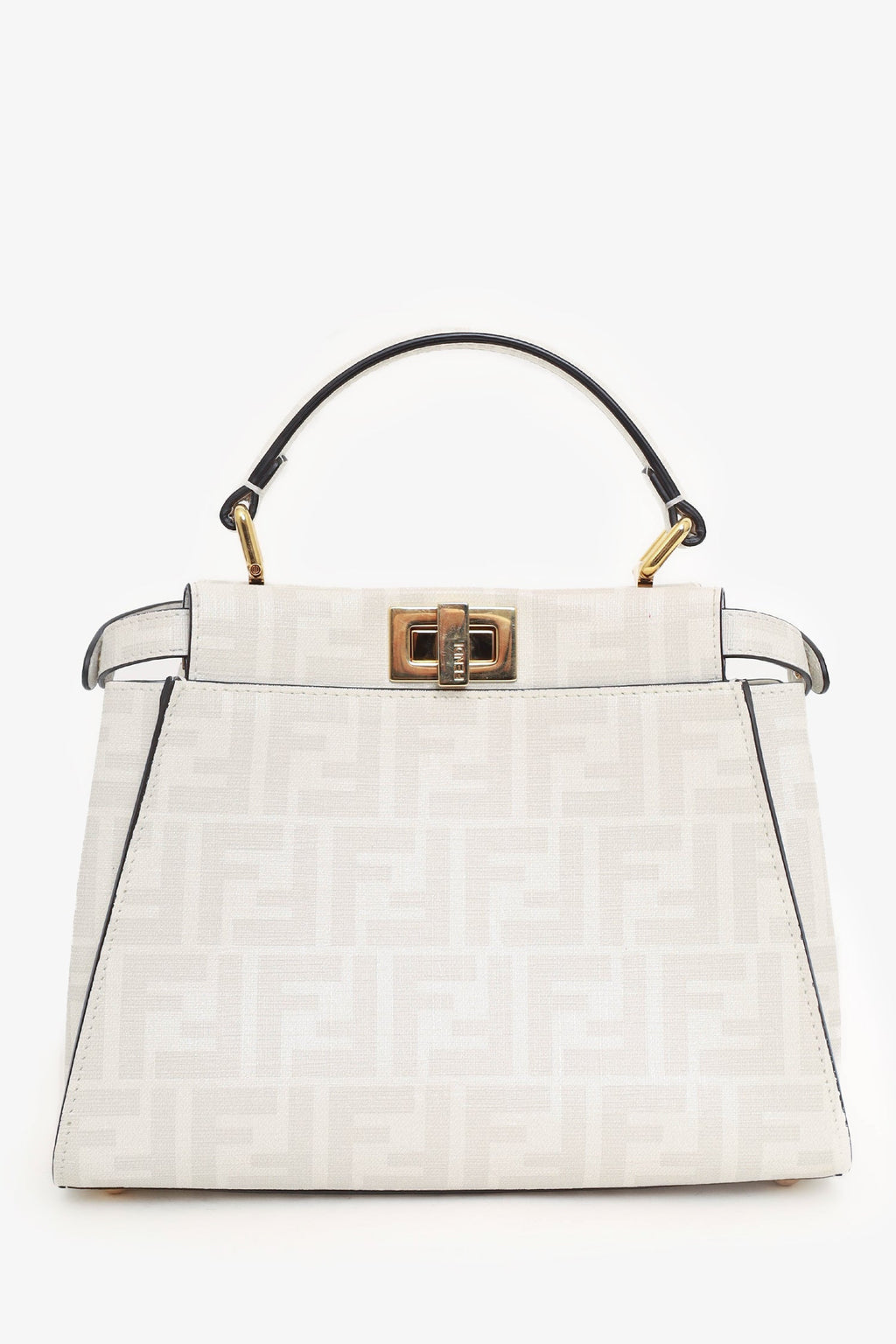 Fendi White/Multicolour Glazed Fabric FF Bikini Girls Mini Peekaboo