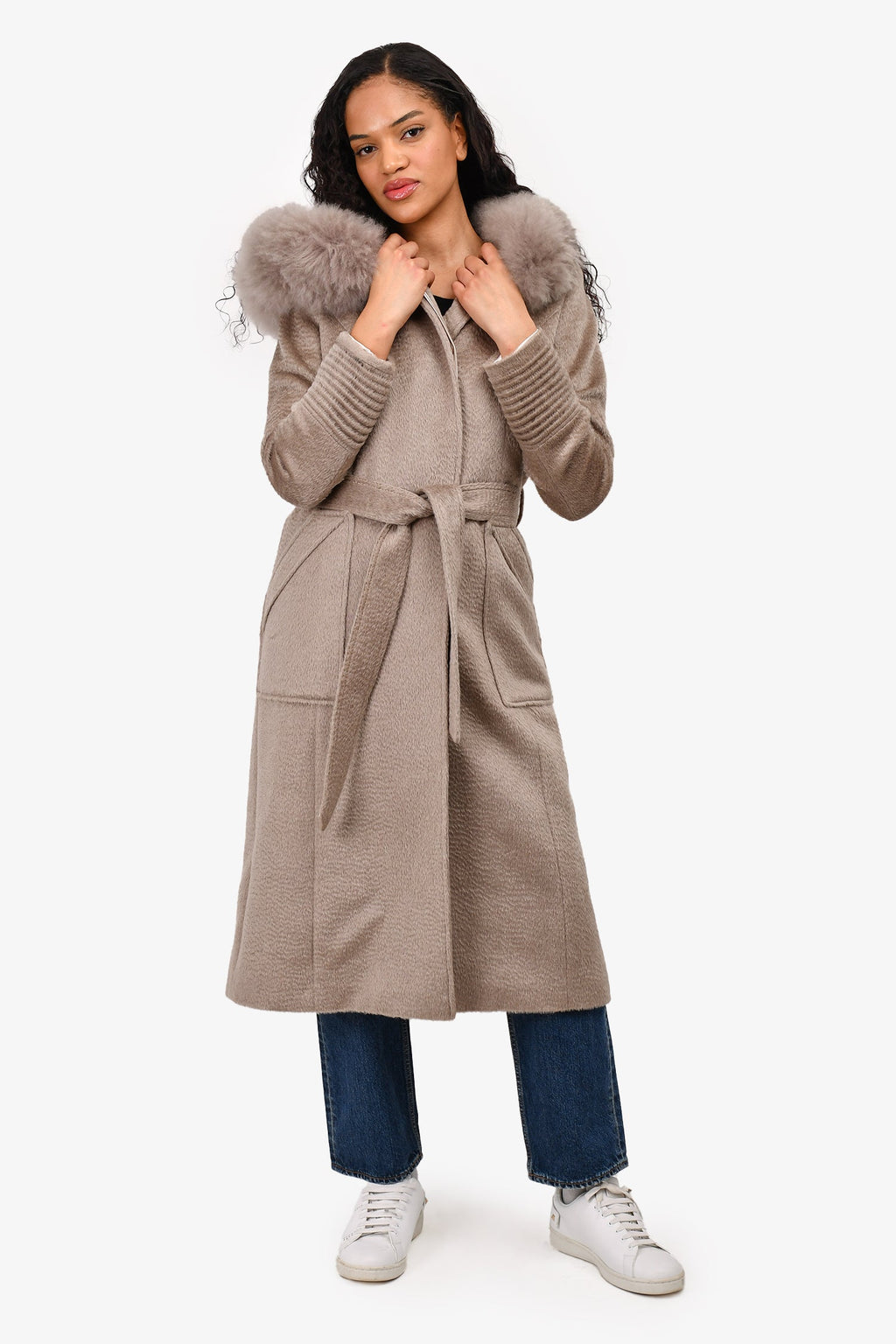 Sentaler Brown Wool/Alpaca Blend Fur Jacket Size XS