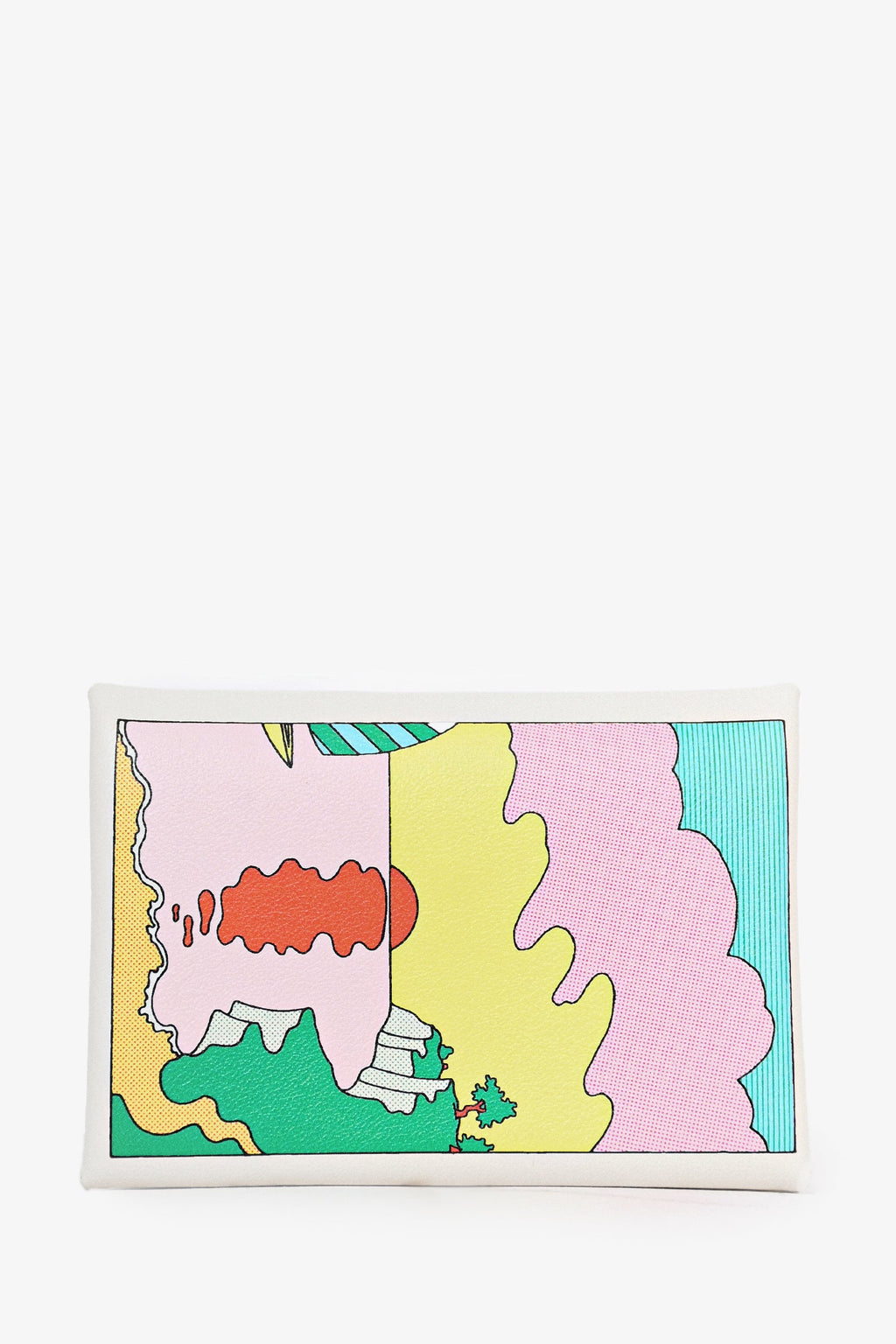 Hermès White Printed Calvi Duo Wallet