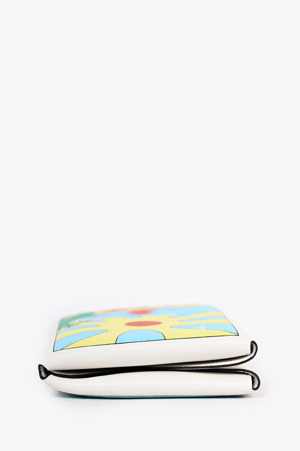 Hermès White Printed Calvi Duo Wallet