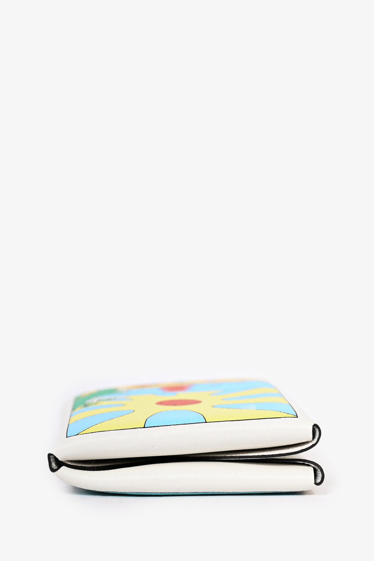 Hermès White Printed Calvi Duo Wallet