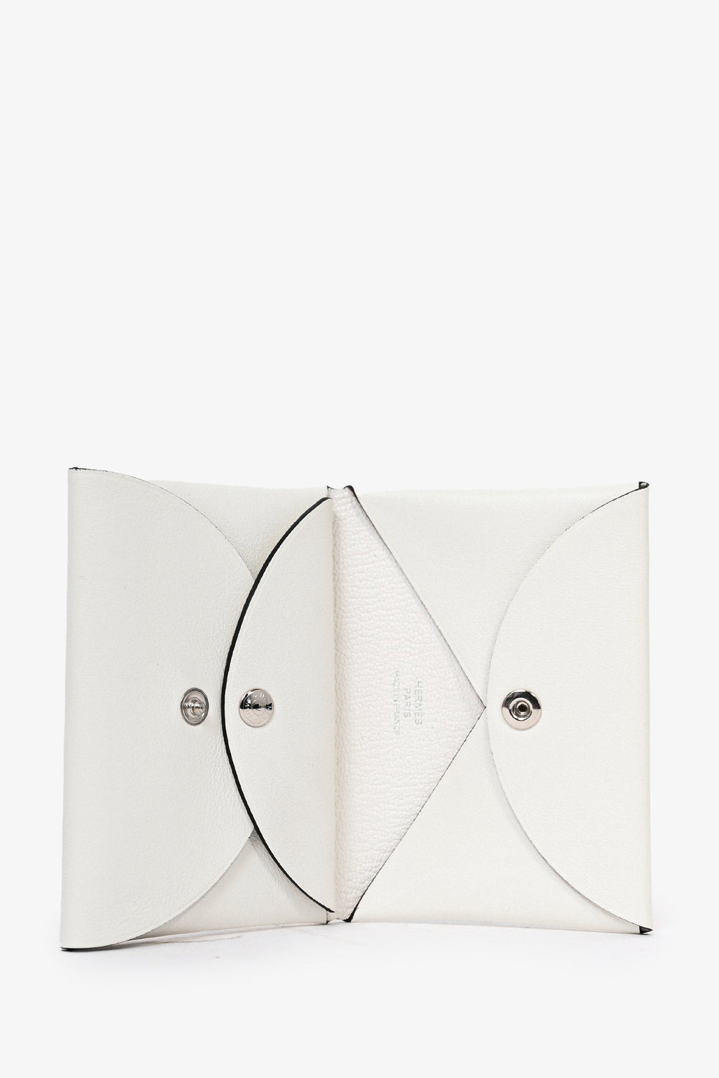 Hermès White Printed Calvi Duo Wallet