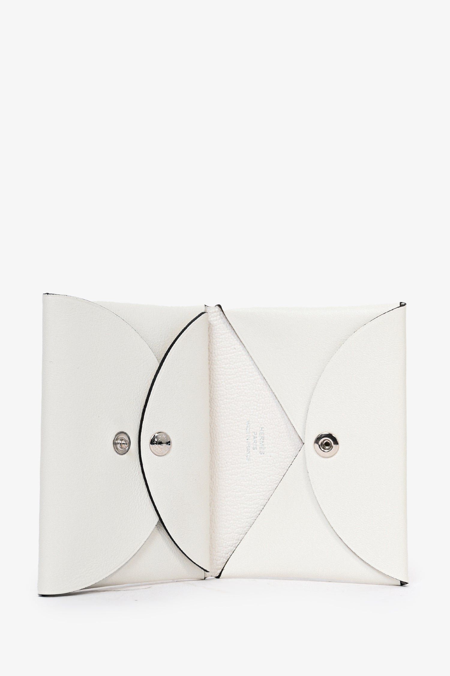 Hermès White Printed Calvi Duo Wallet
