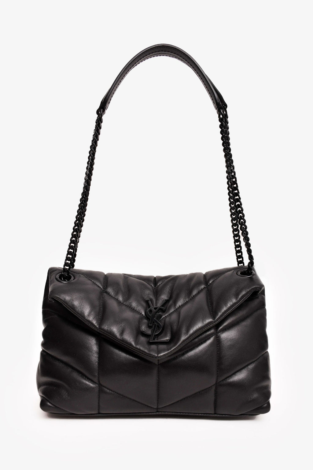 Saint Laurent Black Quilted Leather Small LouLou Puffer Shoulder Bag