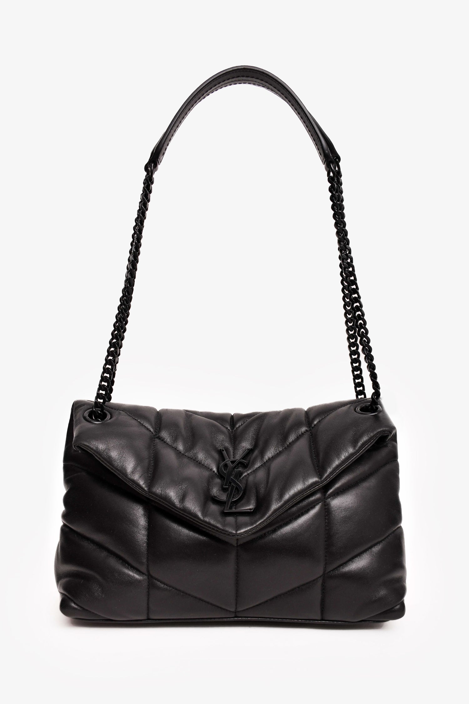 Saint Laurent Black Quilted Leather Small LouLou Puffer Shoulder Bag