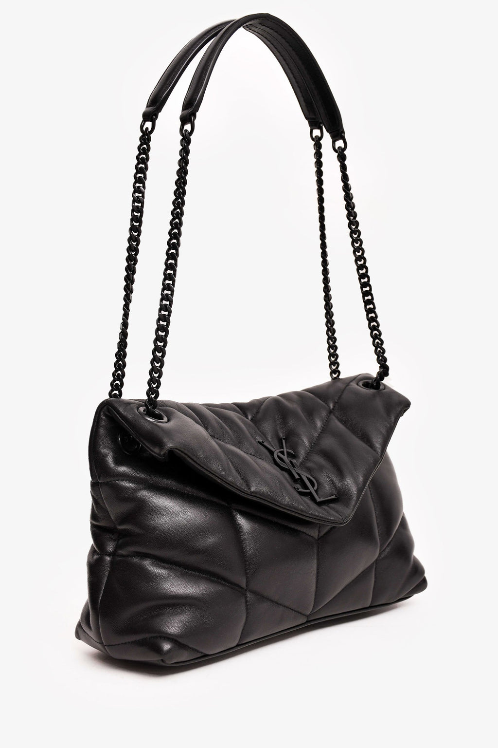 Saint Laurent Black Quilted Leather Small LouLou Puffer Shoulder Bag
