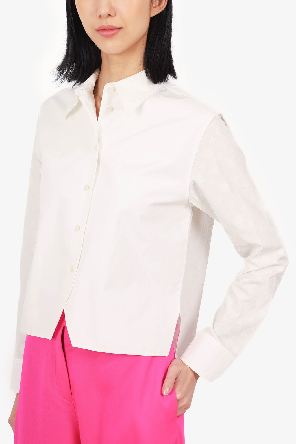 Louis Vuitton White Monogram Long-Sleeve Shirt Size 38