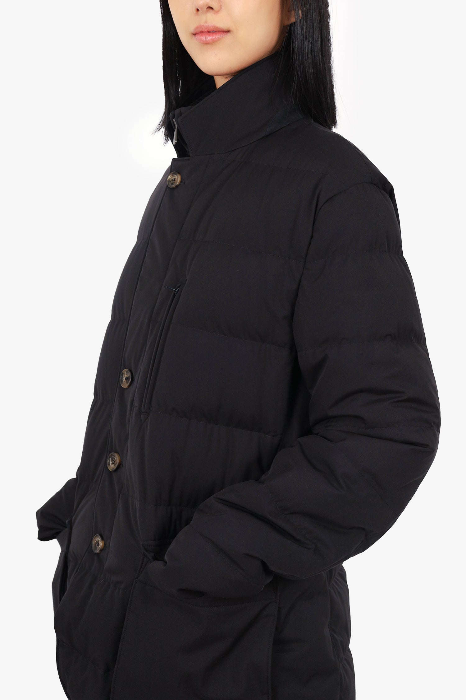 Loro Piana Black Cashmere Quilted Puffer Jacket Size Large