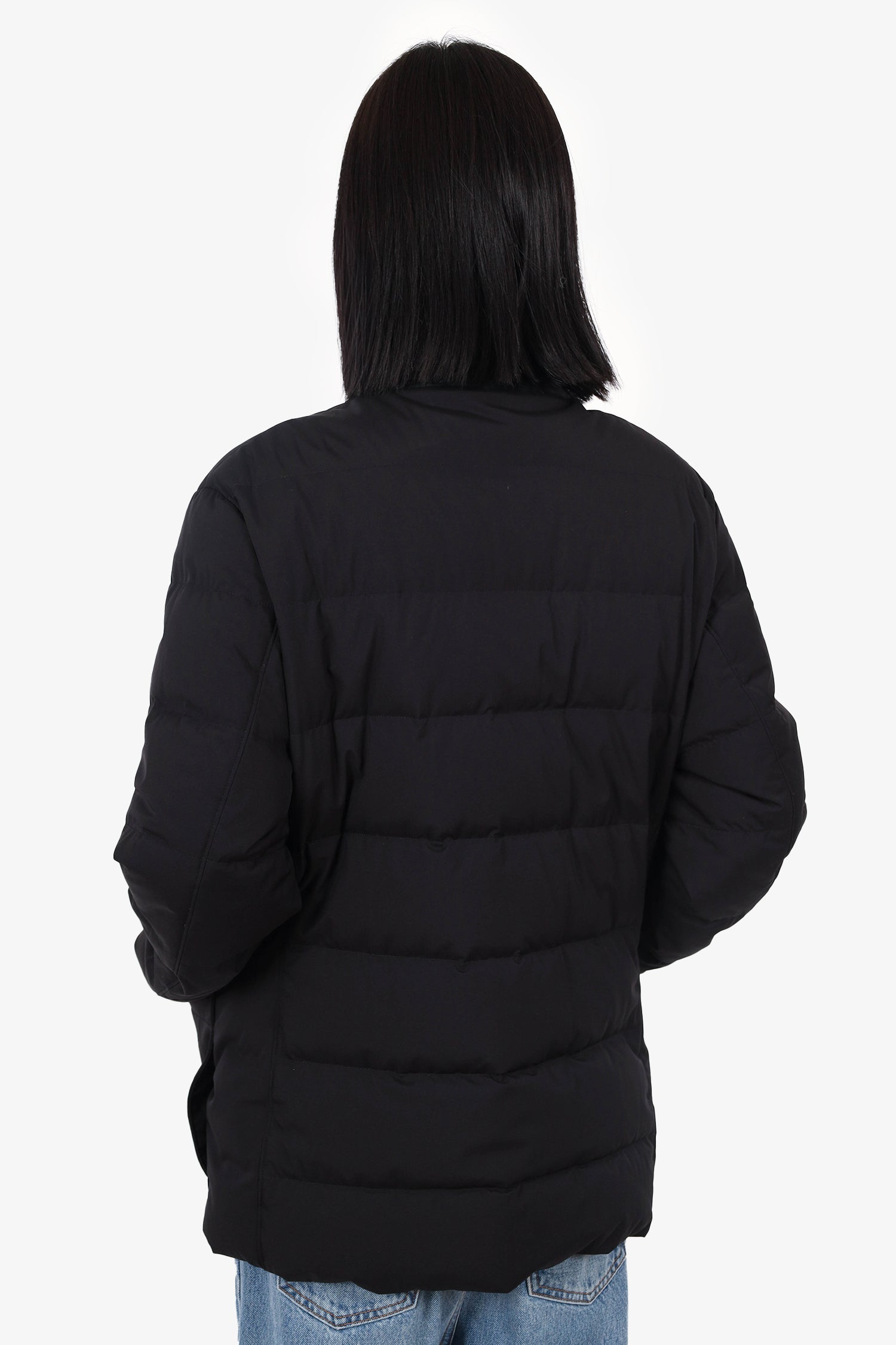 Loro Piana Black Cashmere Quilted Puffer Jacket Size Large