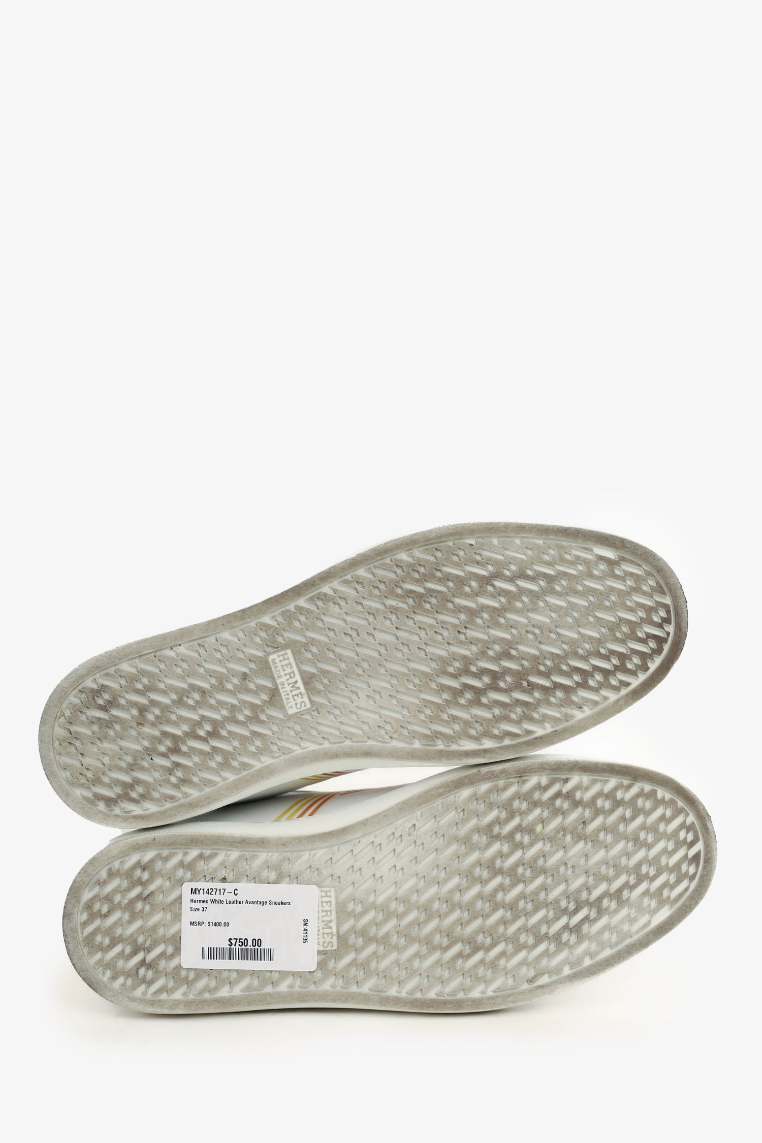 Hermès White Leather Avantage Sneakers Size 37