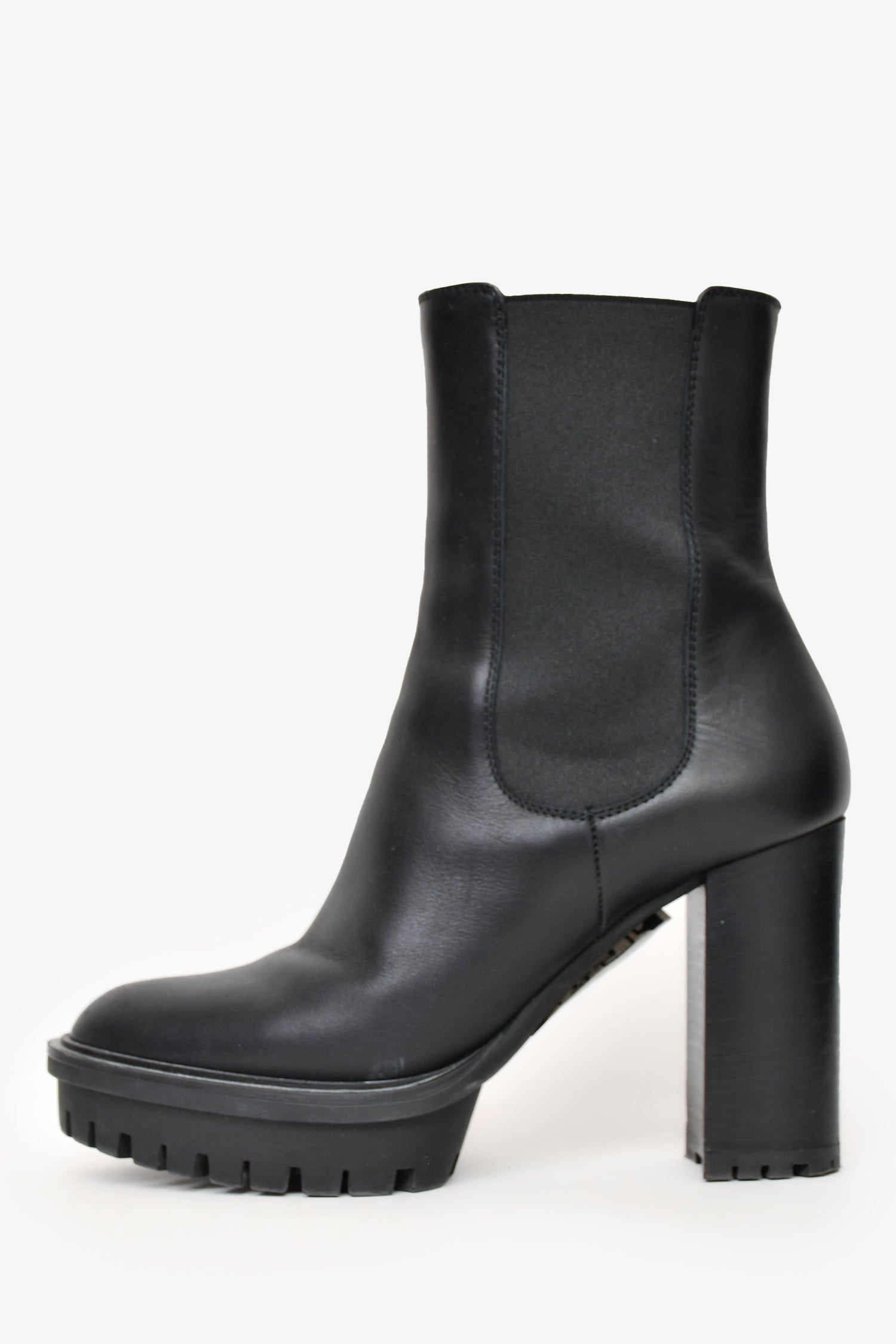 Gianvito Rossi Black Leather Chelsea Platform Heeled Boots Size 39
