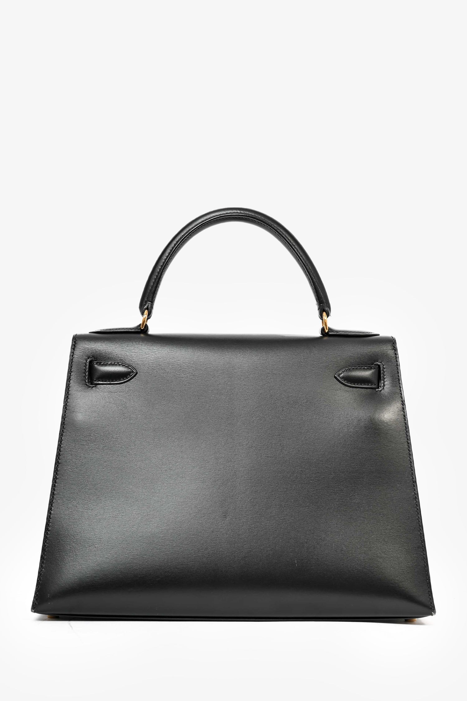 Hermès 1999 Box Leather Kelly 28 Top Handle with Strap