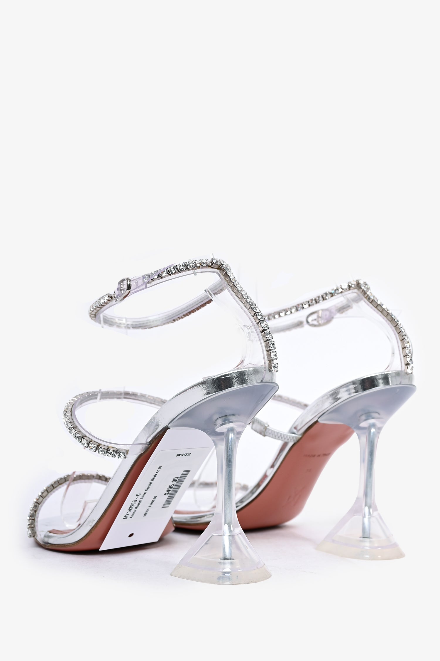 Amina Muaddi Silver Crystal Heels Size 36