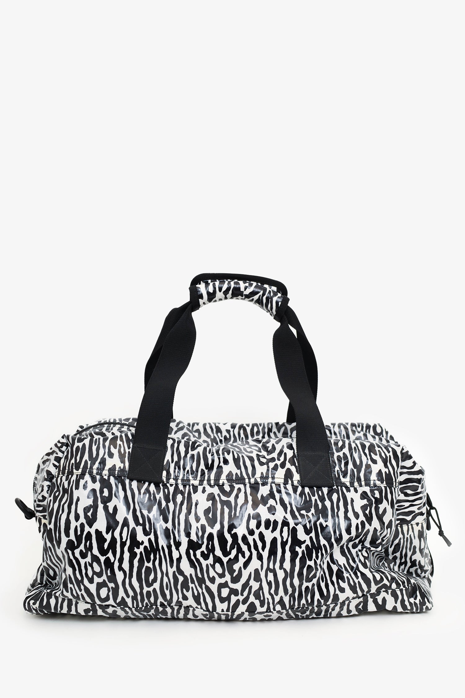 Saint Laurent Black/White Zebra Logo Printed Duffle Bag