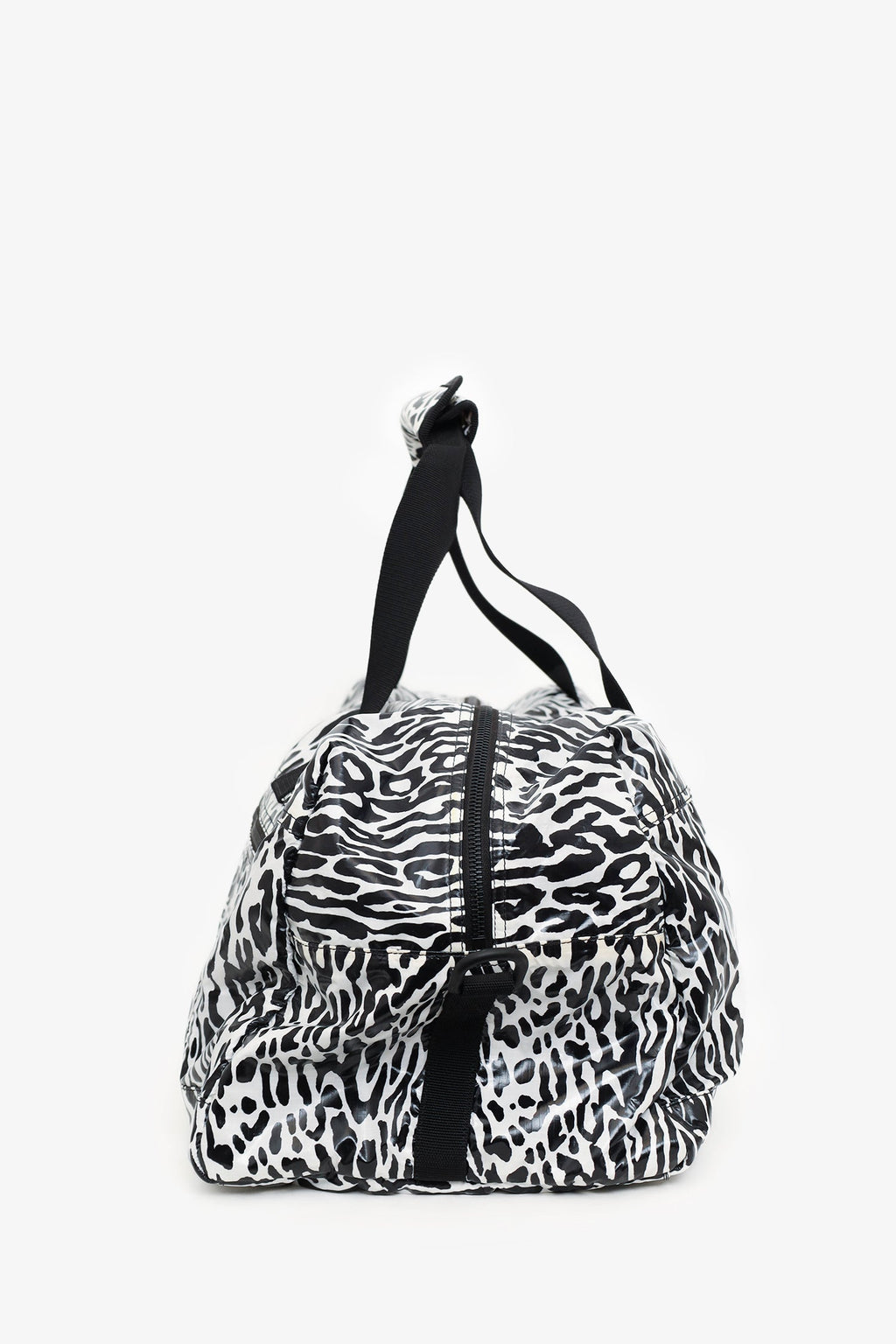 Saint Laurent Black/White Zebra Logo Printed Duffle Bag