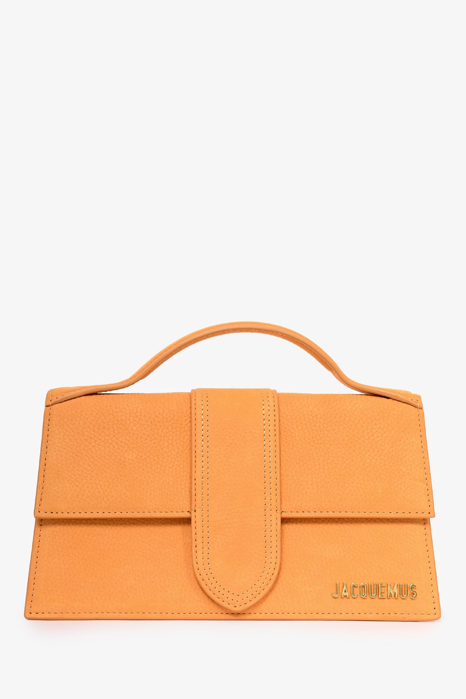 Jacquemus Orange Brushed Leather 'La Montaigne Grand Bambino' Top Handle with Strap