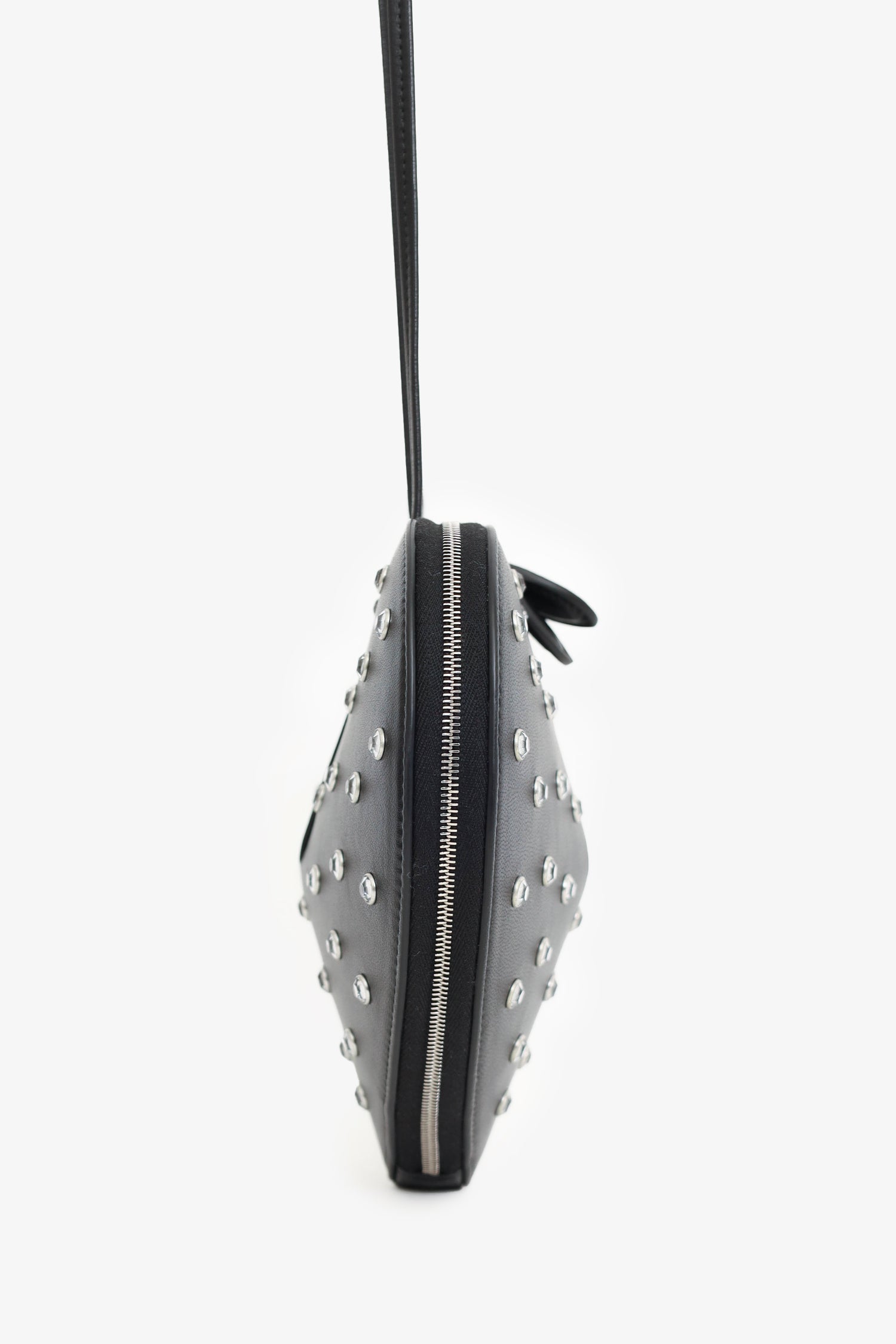 Alaïa Black Leather Diamante Embellished Heart Shaped Bag
