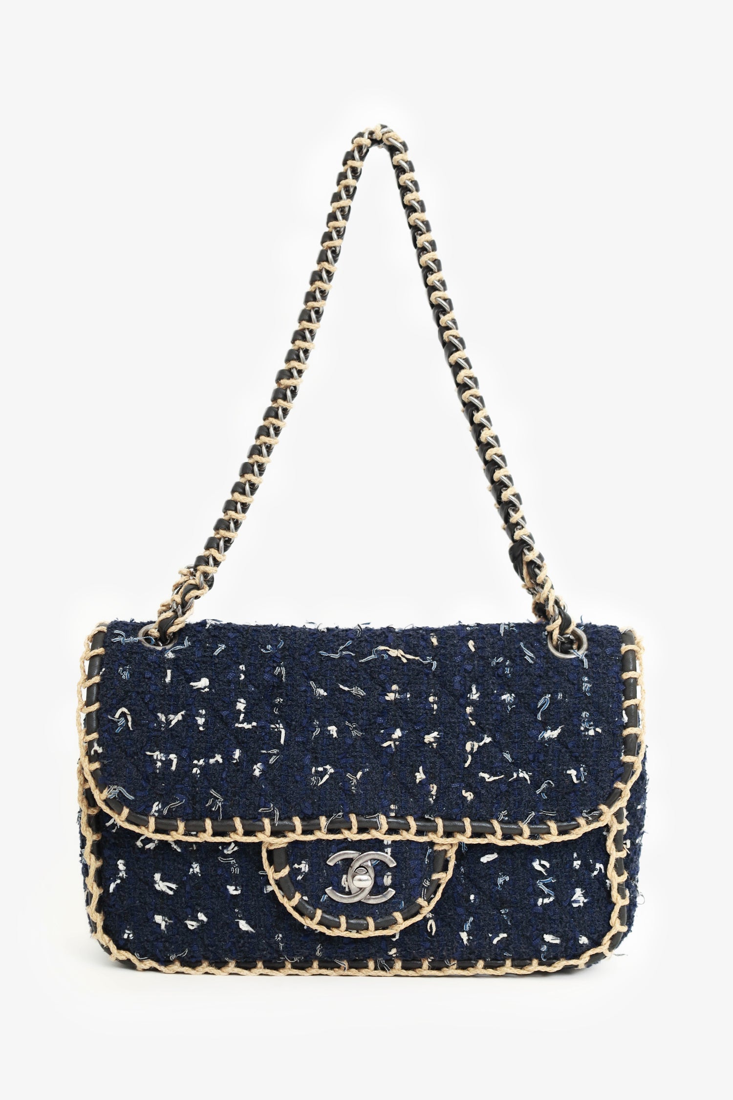 Pre-Loved Chanel™ Chanel 2010-11 Navy Tweed St. Tropez Flap Bag