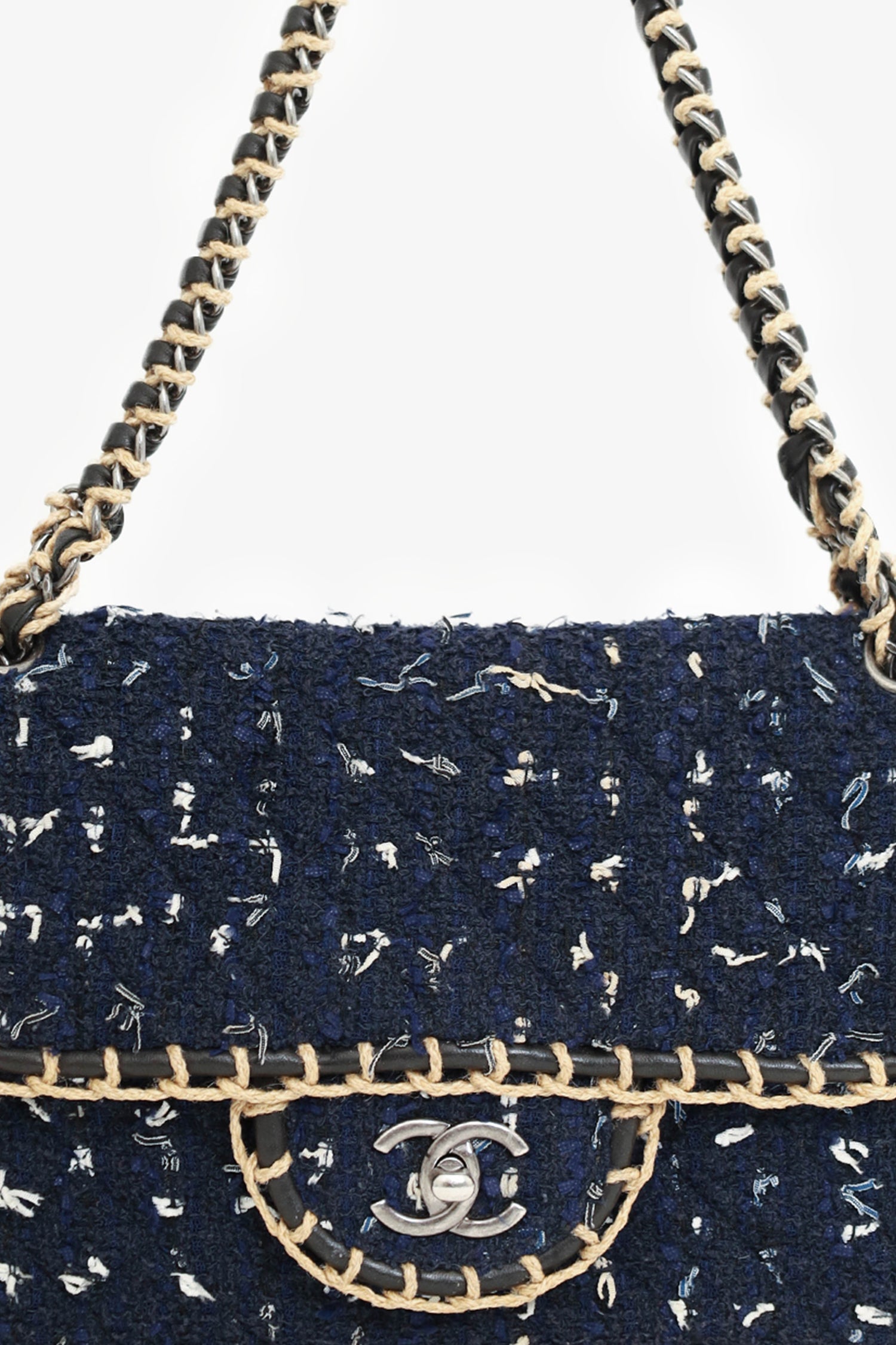 Pre-Loved Chanel™ Chanel 2010-11 Navy Tweed St. Tropez Flap Bag
