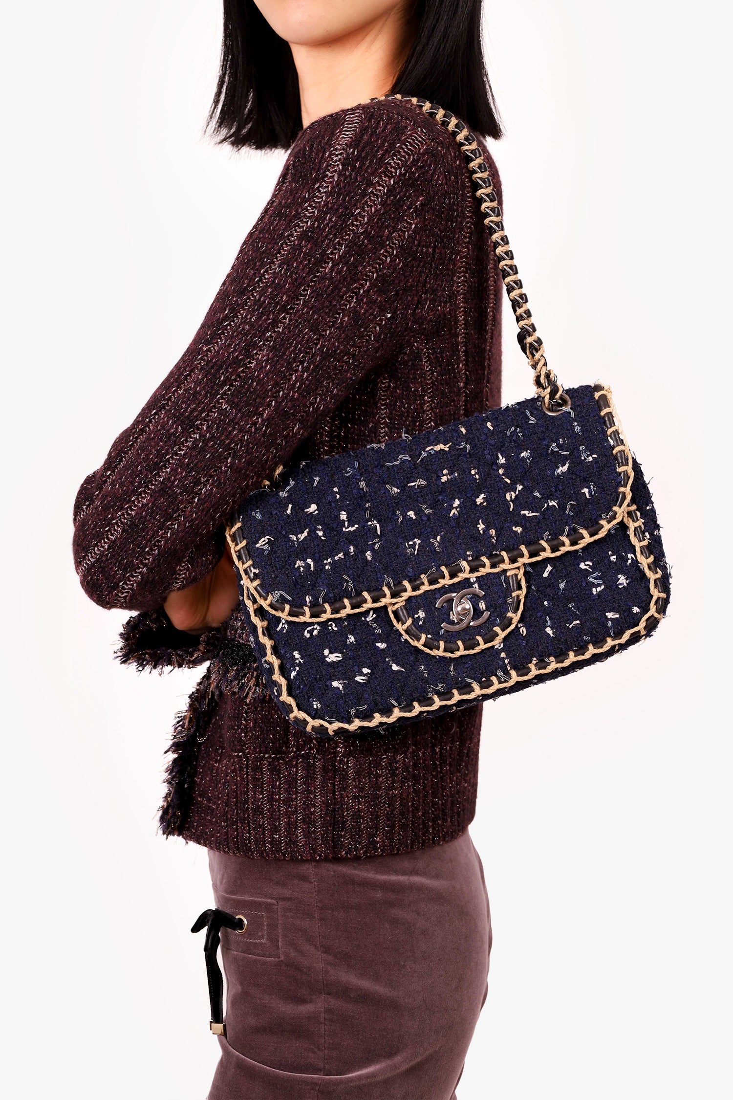 Pre-Loved Chanel™ Chanel 2010-11 Navy Tweed St. Tropez Flap Bag