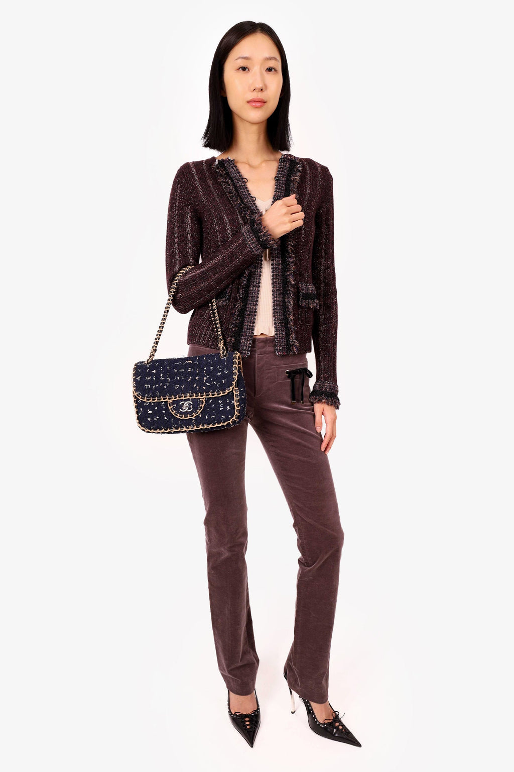 Pre-Loved Chanel™ Chanel 2010-11 Navy Tweed St. Tropez Flap Bag