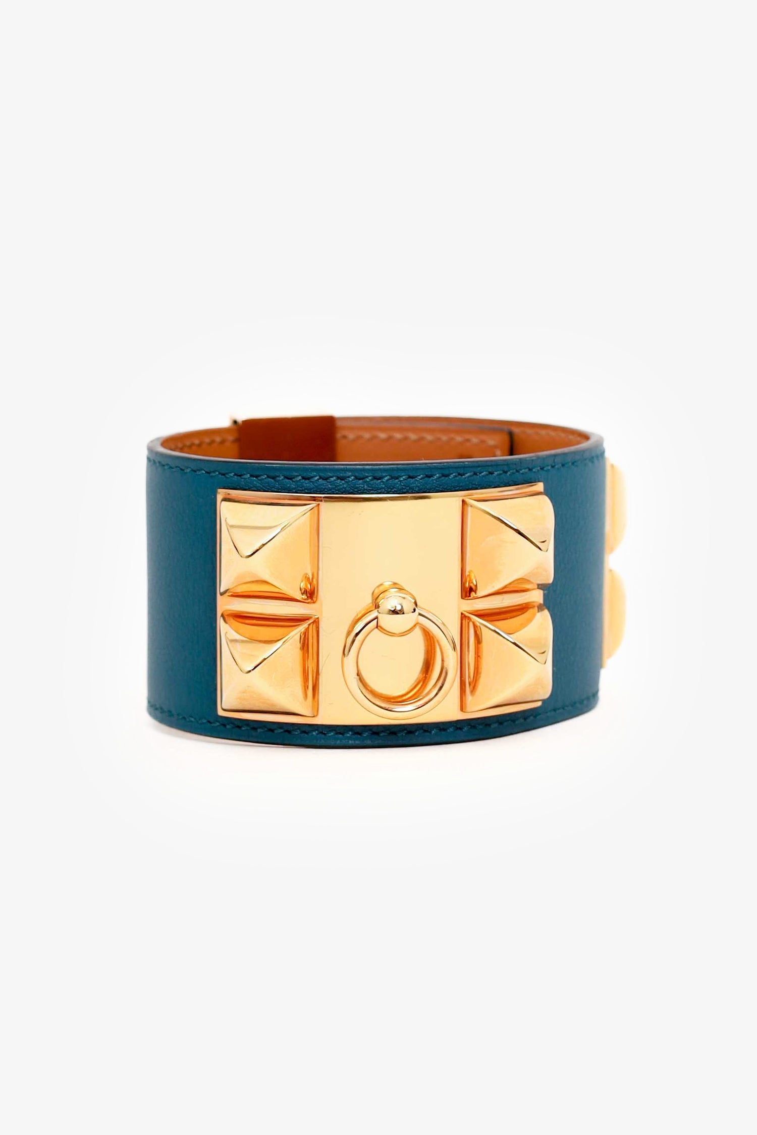 Hermès Navy/Gold Collier de Chien Bracelet