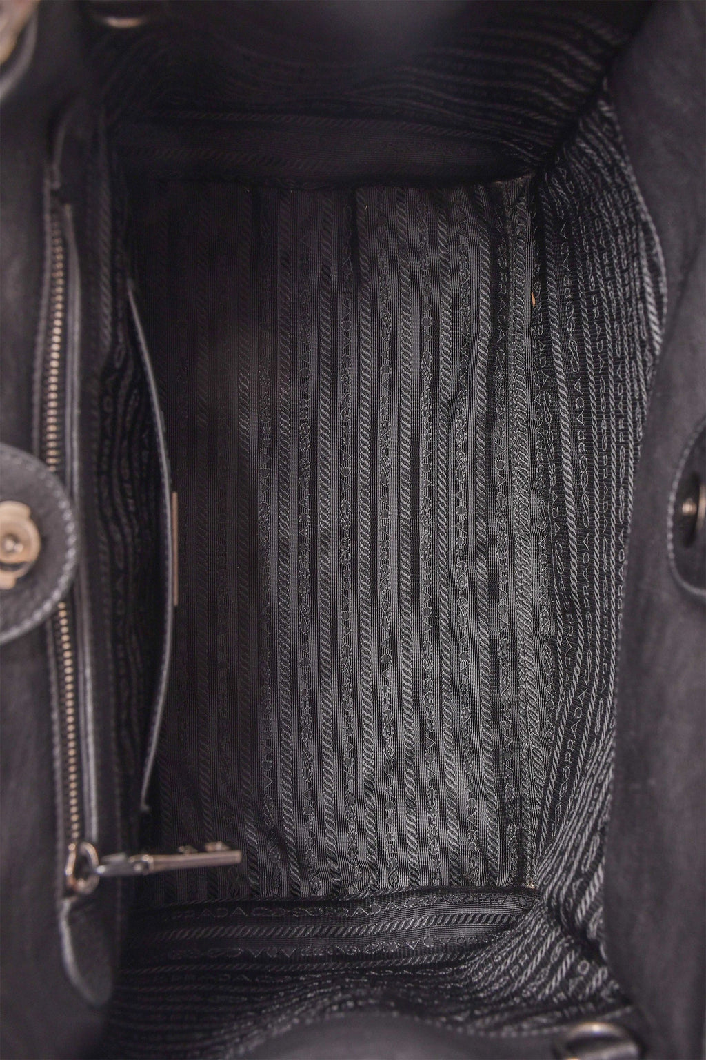 Prada Brown/Black Leather Bicolour Twin Pocket Top Handle with Strap