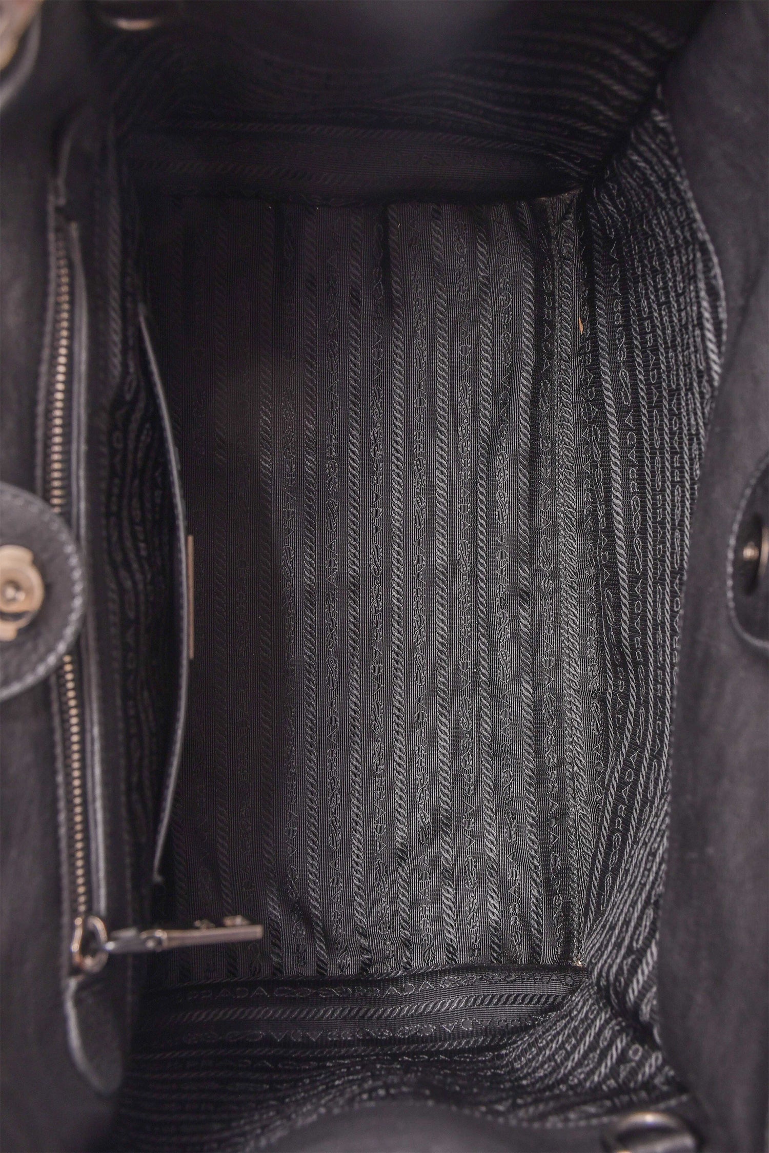 Prada Brown/Black Leather Bicolour Twin Pocket Top Handle with Strap