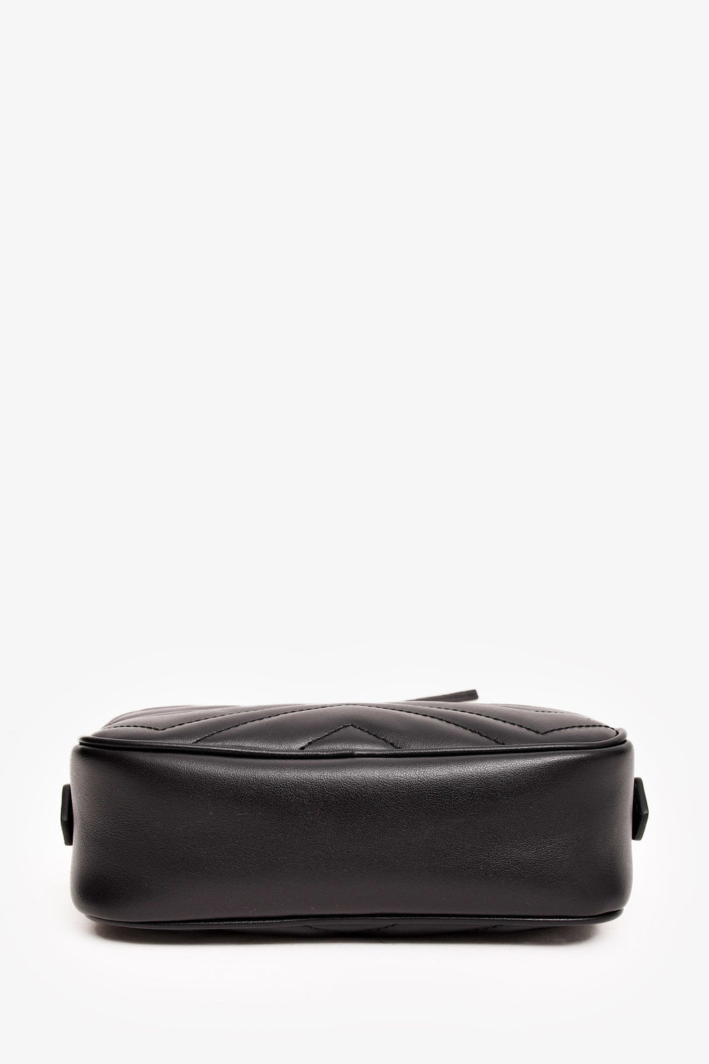 Gucci Black Chevron Leather Mini Marmont Camera Crossbody
