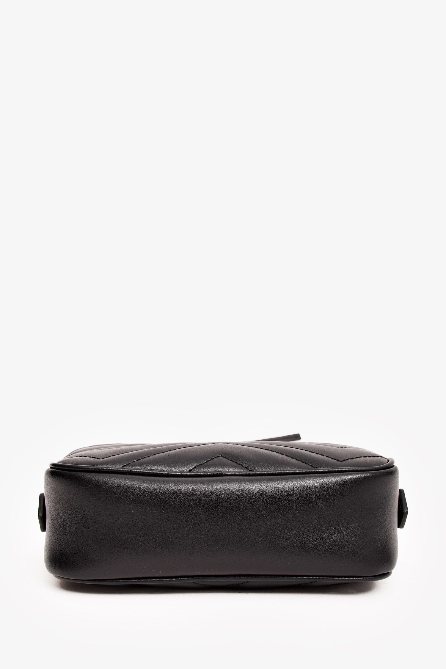 Gucci Black Chevron Leather Mini Marmont Camera Crossbody