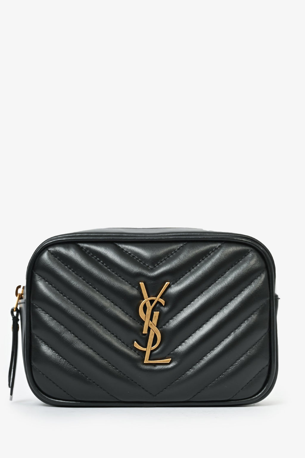 Saint Laurent 2022 Black Chevron Leather Lou Belt Bag