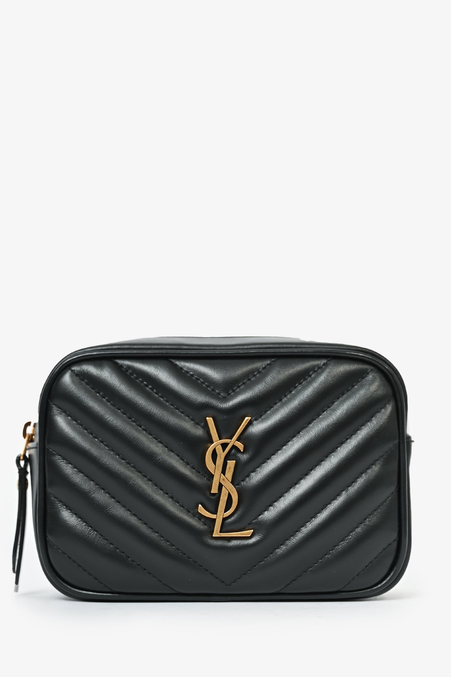 Saint Laurent 2022 Black Chevron Leather Lou Belt Bag