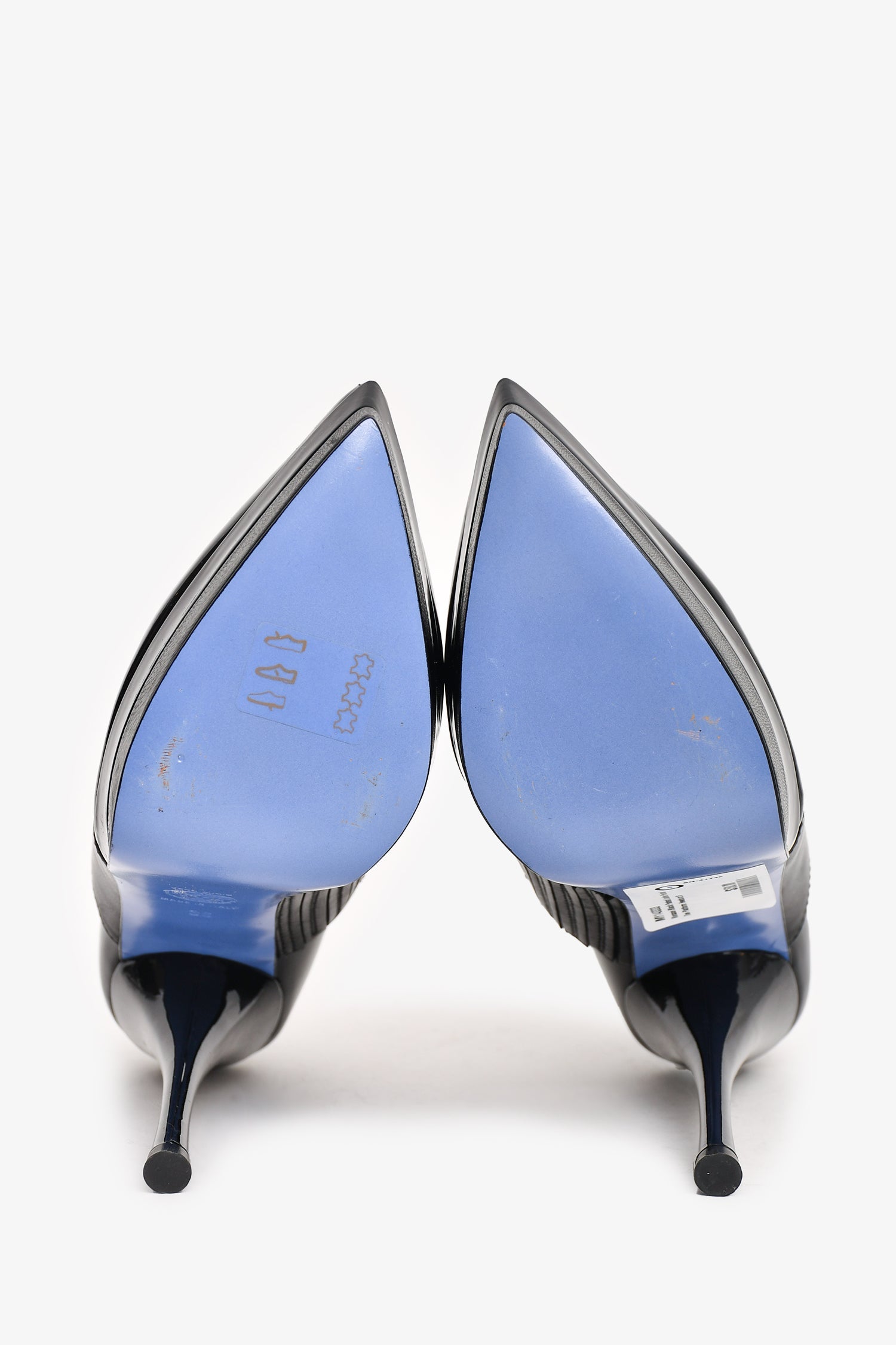 Versace Black Patent Leather Pointed Toe Platform Heels Size 36