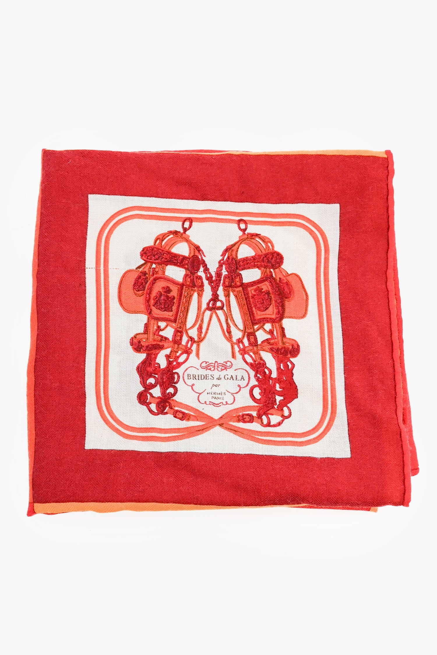 Hermès Red/Orange Cashmere/Silk Printed Scarf