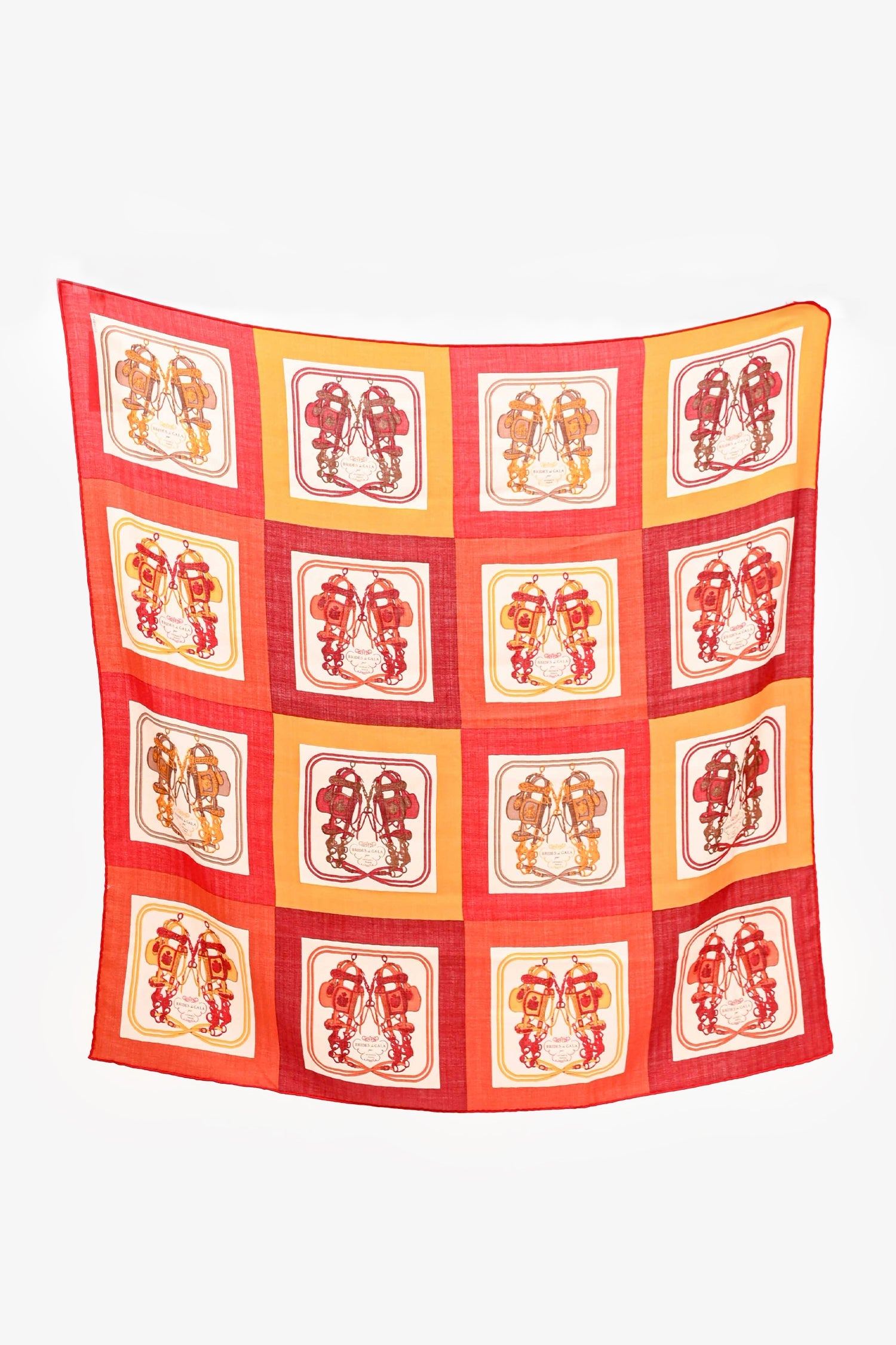 Hermès Red/Orange Cashmere/Silk Printed Scarf