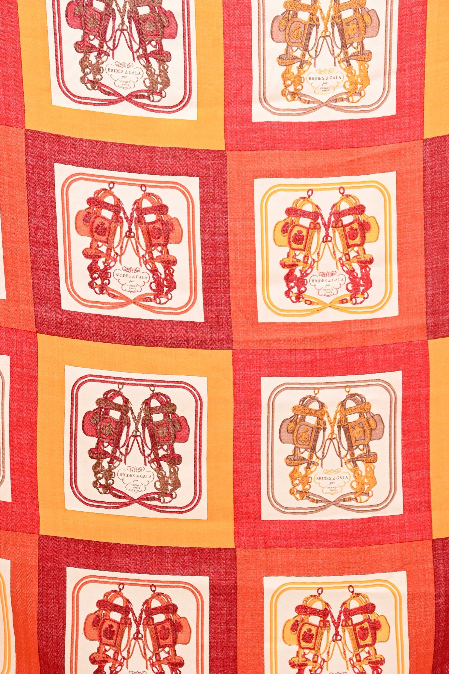 Hermès Red/Orange Cashmere/Silk Printed Scarf