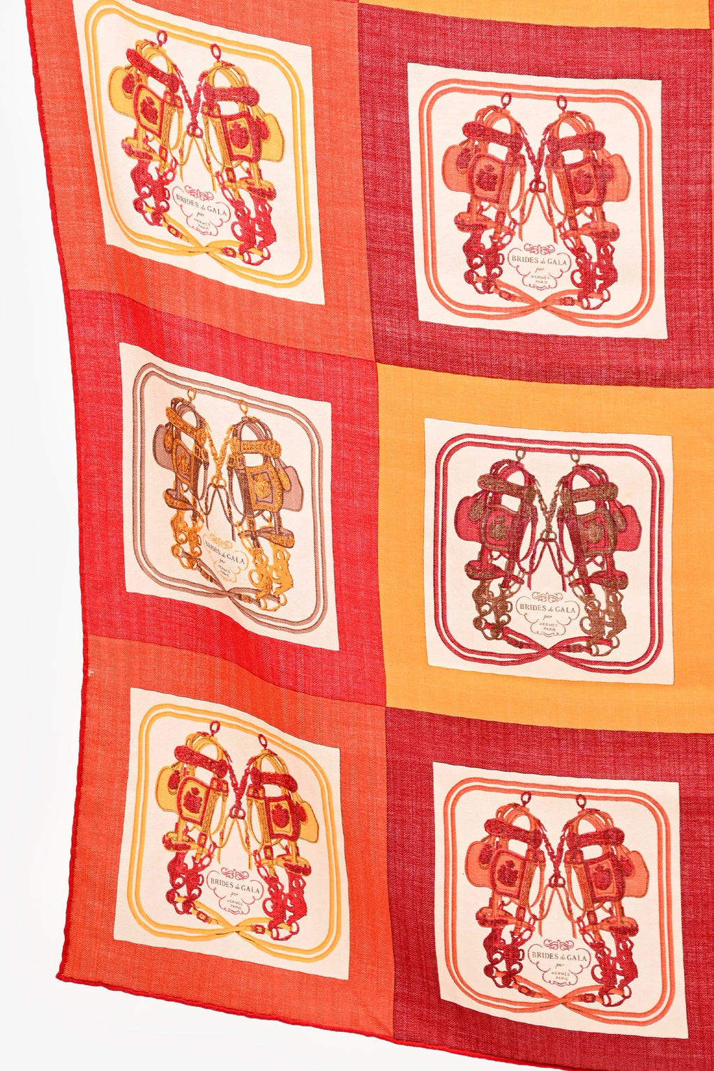 Hermès Red/Orange Cashmere/Silk Printed Scarf