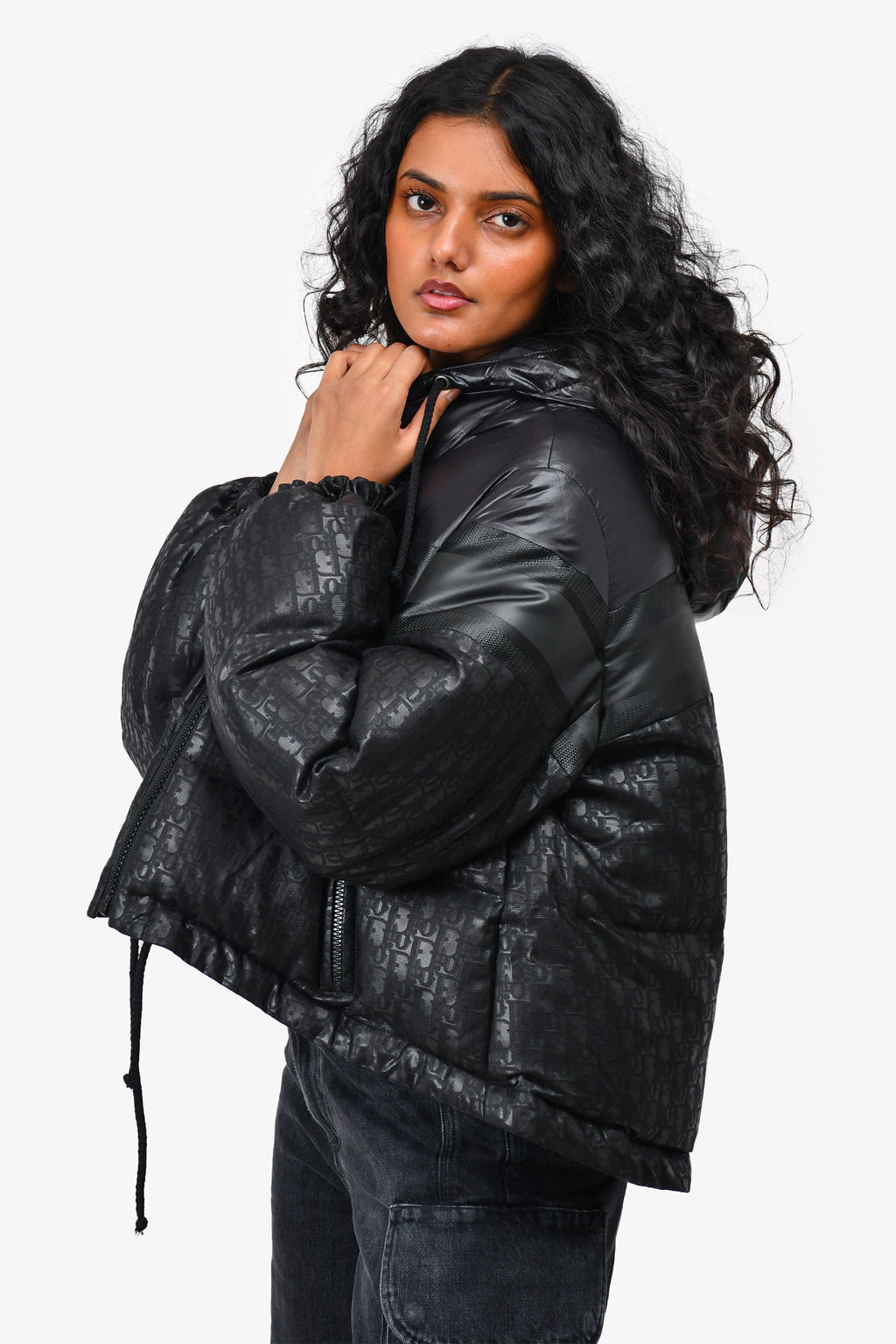 Christian Dior Black Oblique Puffer Jacket Size XS