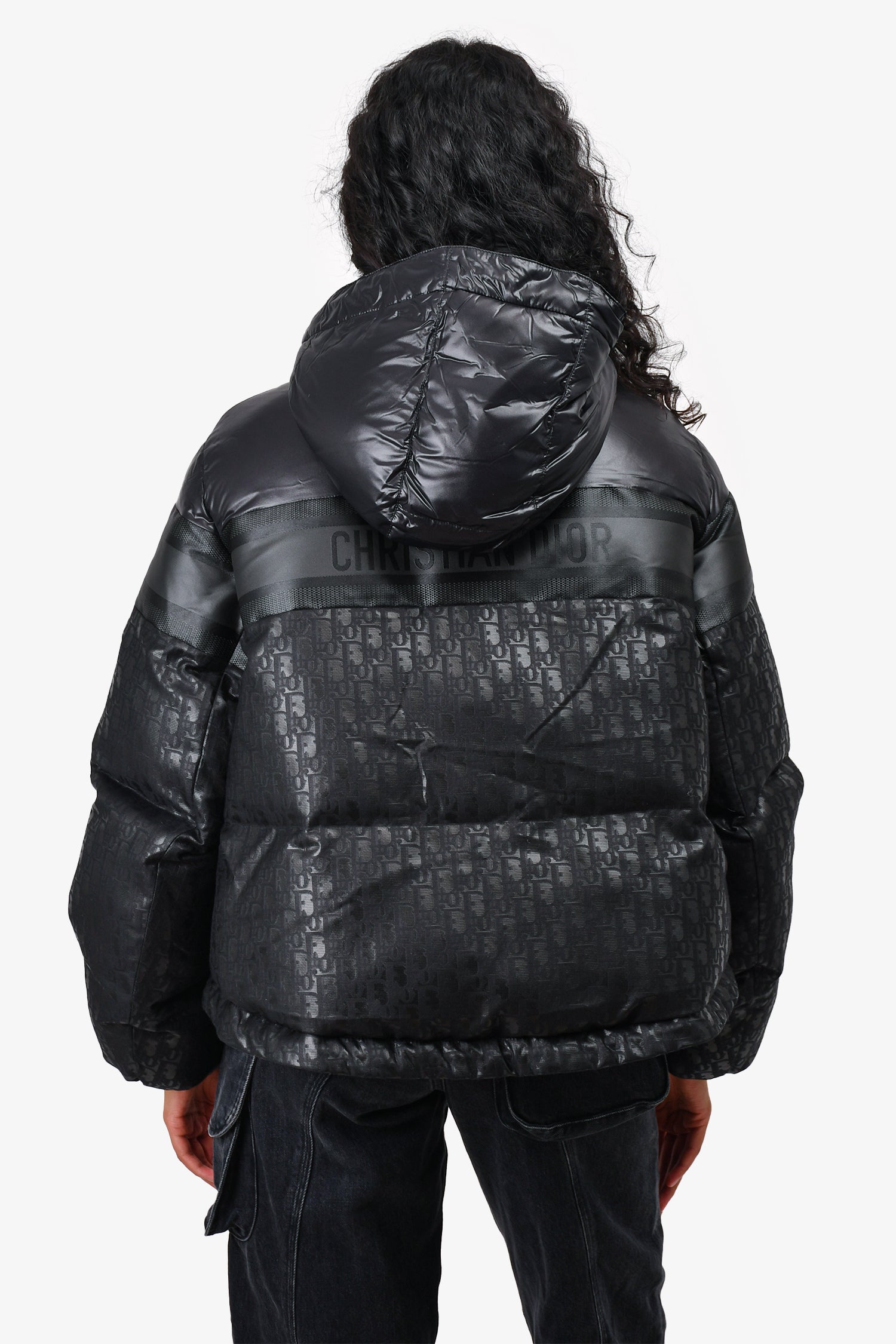 Christian Dior Black Oblique Puffer Jacket Size XS