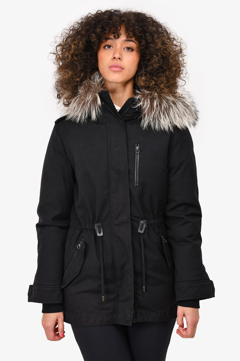 Mackage Black Fur Lined Hooded Coat Size XS